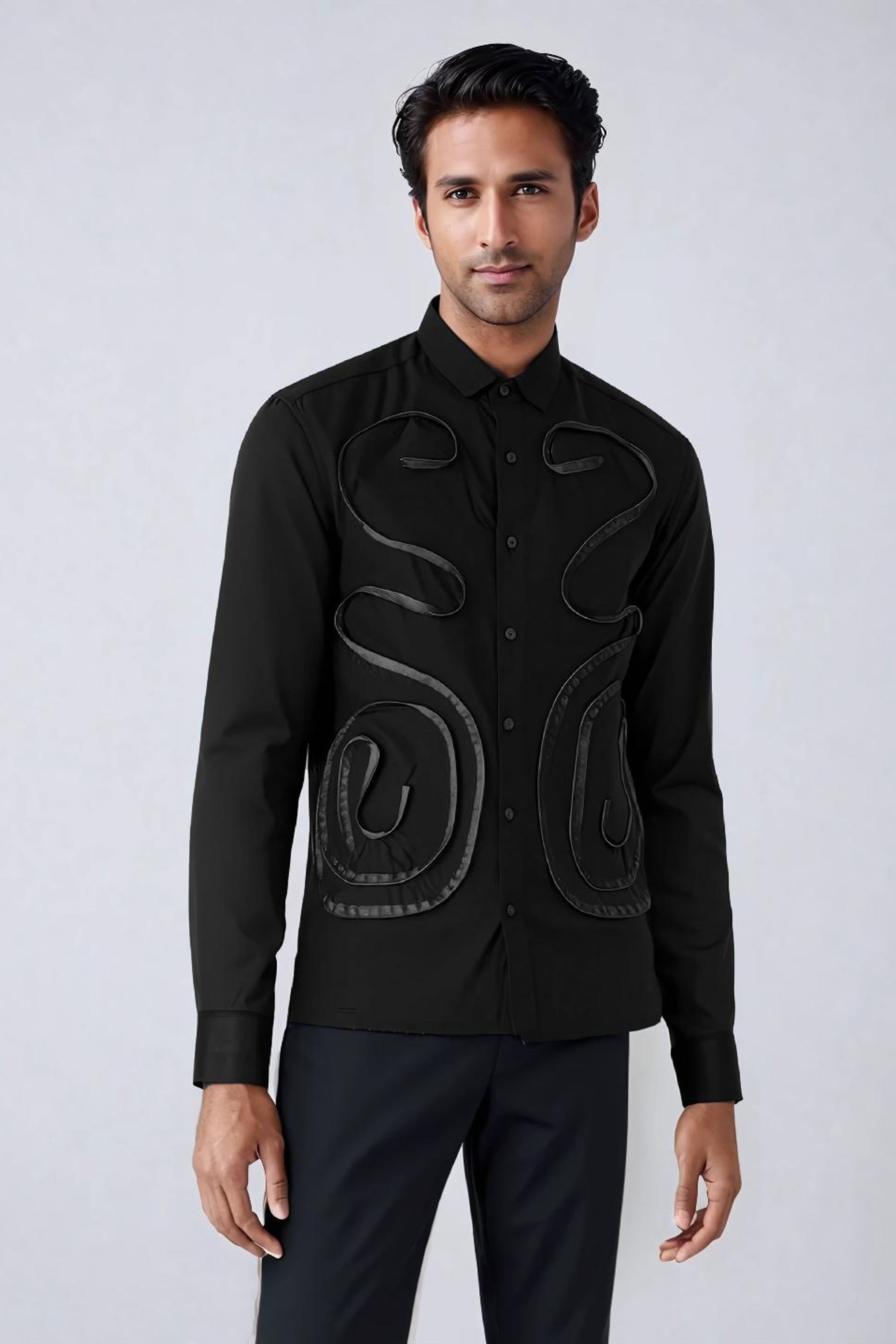 Black Embellished Party Shirt