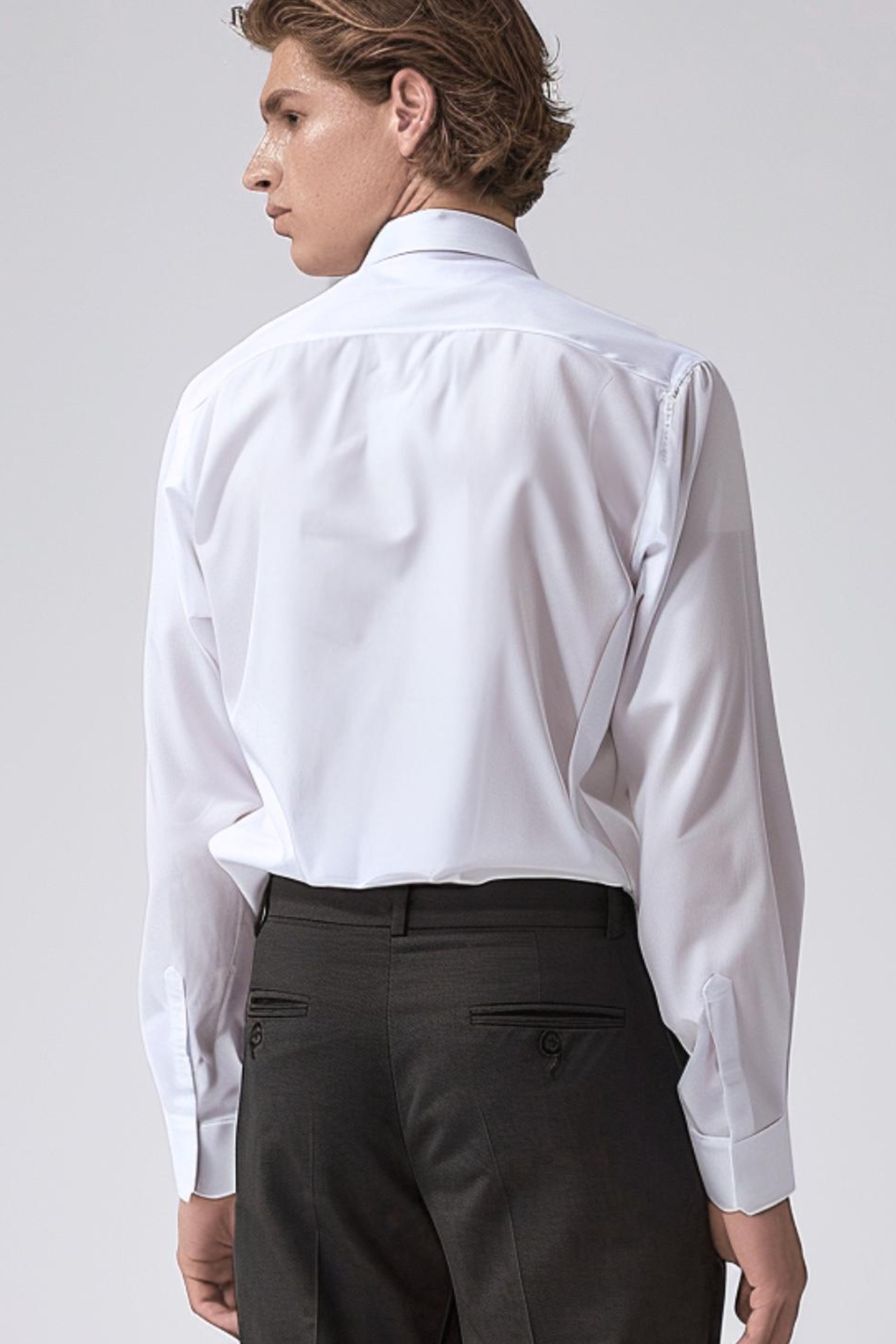 White Geometric Cord Casual Shirt