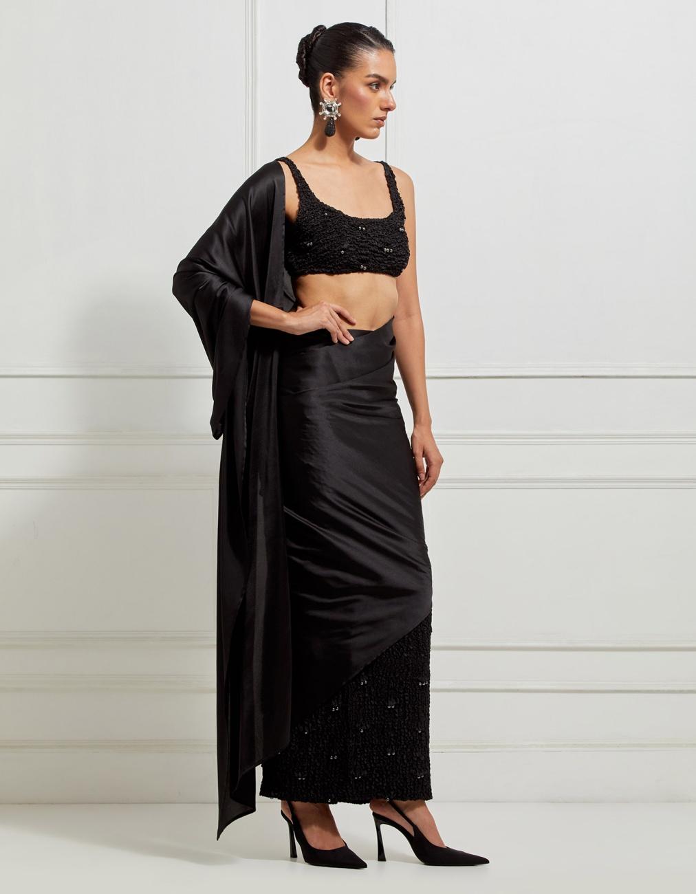 Square-Neck Smocked Bralette In Black