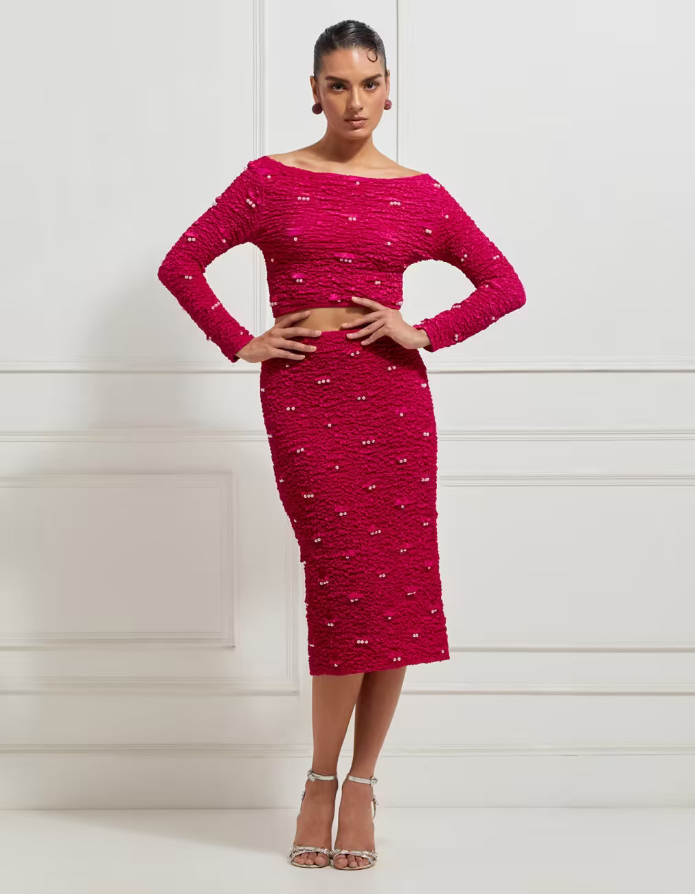 Cropped Fitted Skirt In Pink