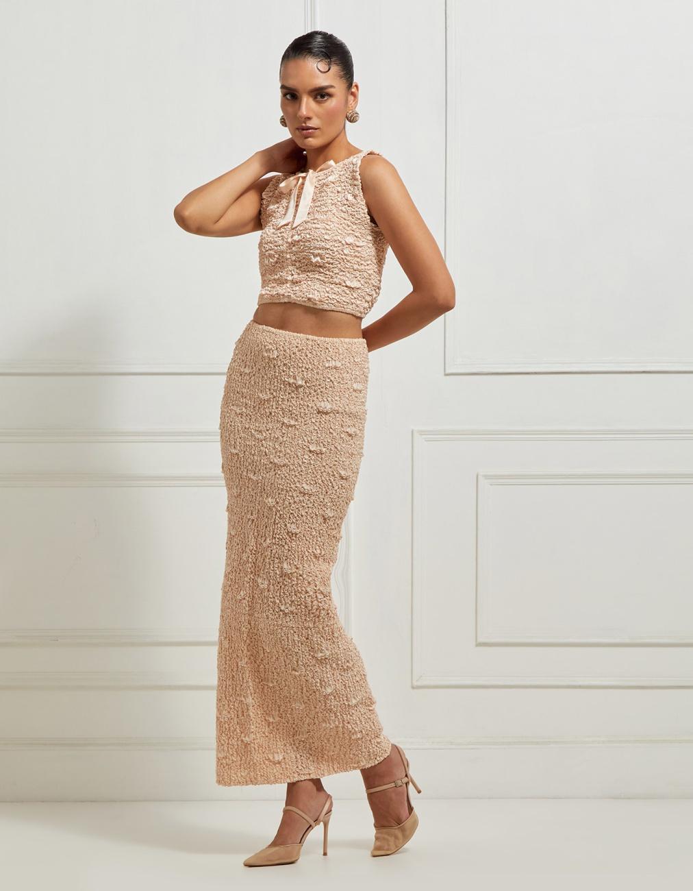 Reversible Sleeveless Crop Top In Beige