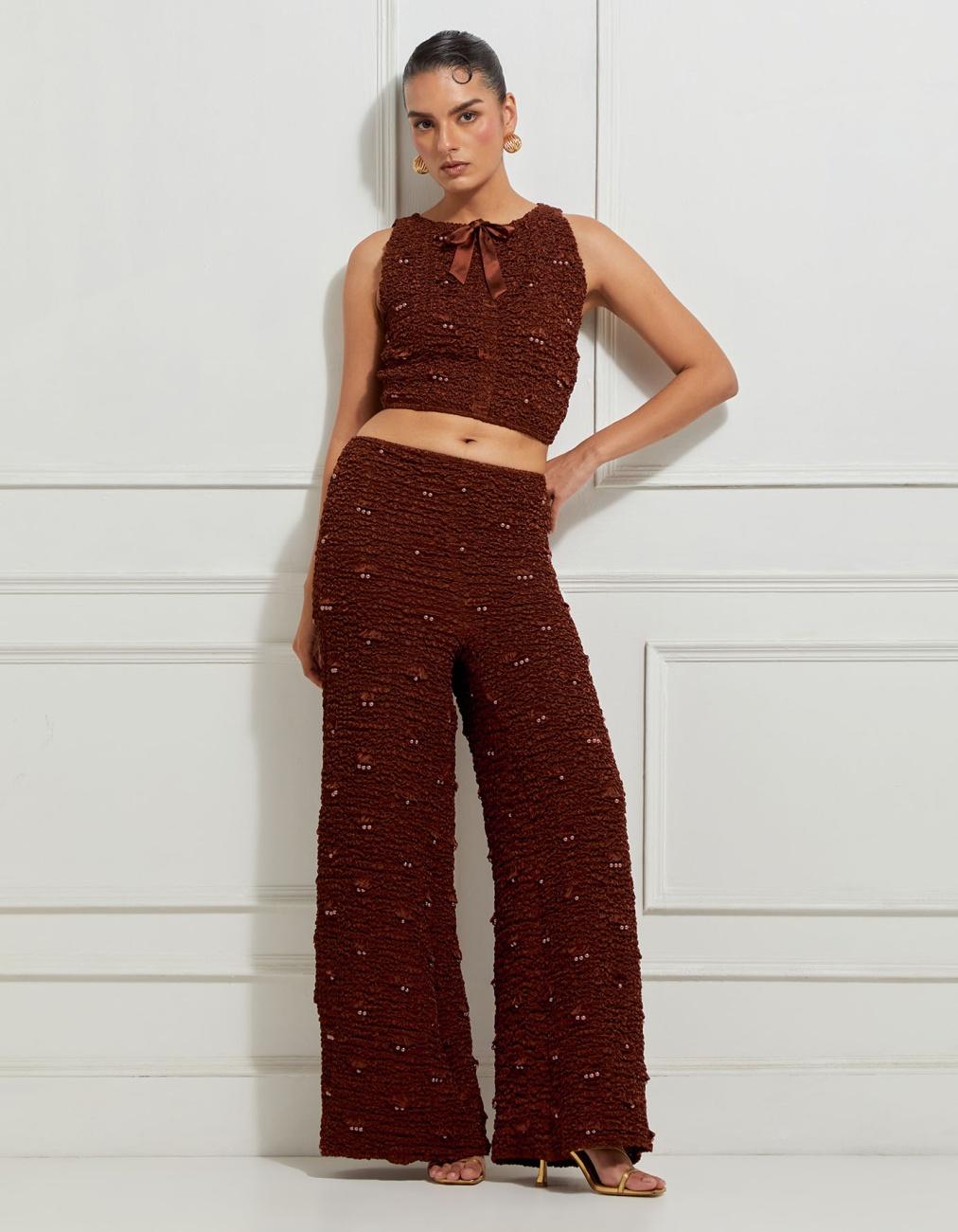 Reversible Sleeveless Crop Top In Brown