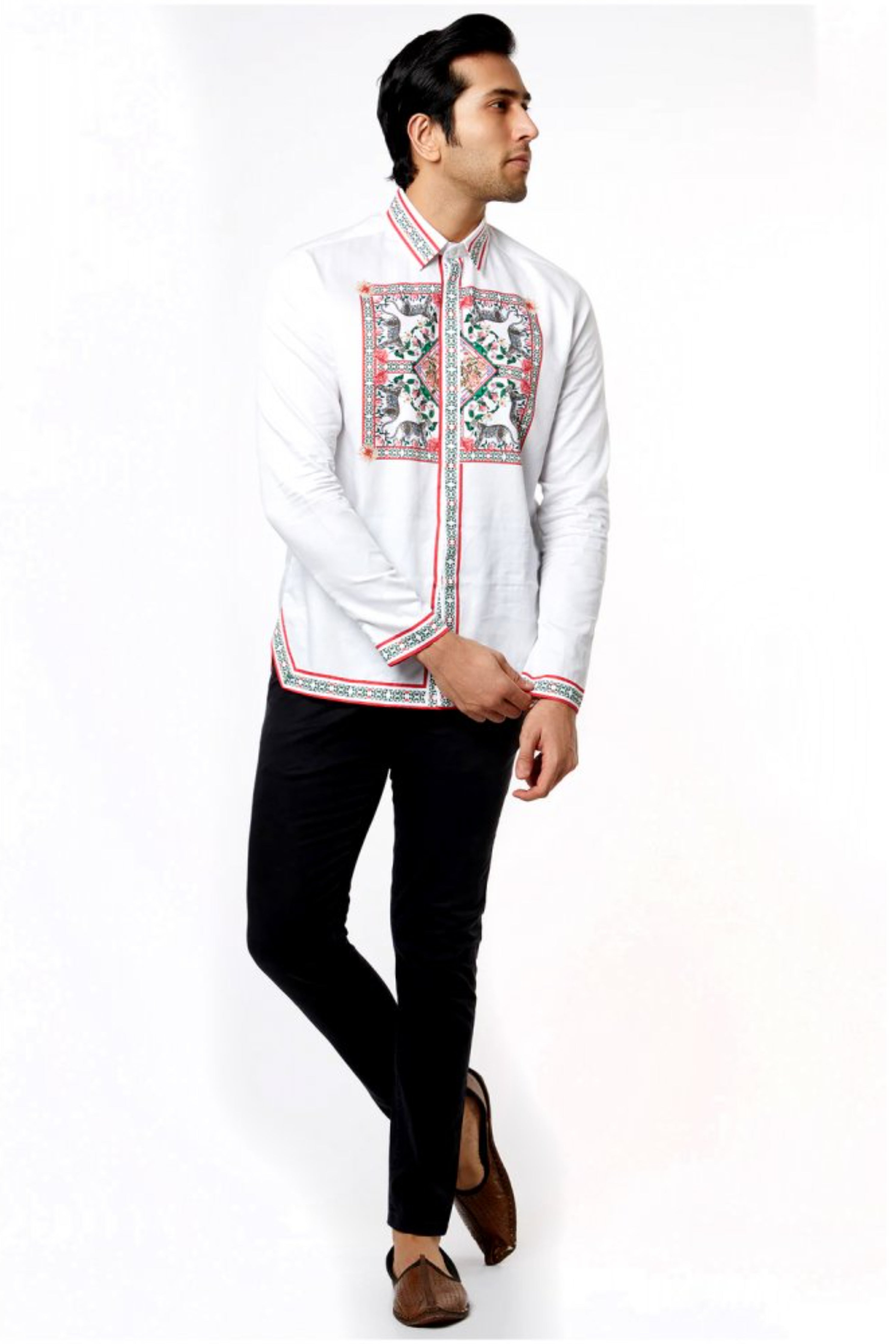 White Leo Hem Striper Shirt