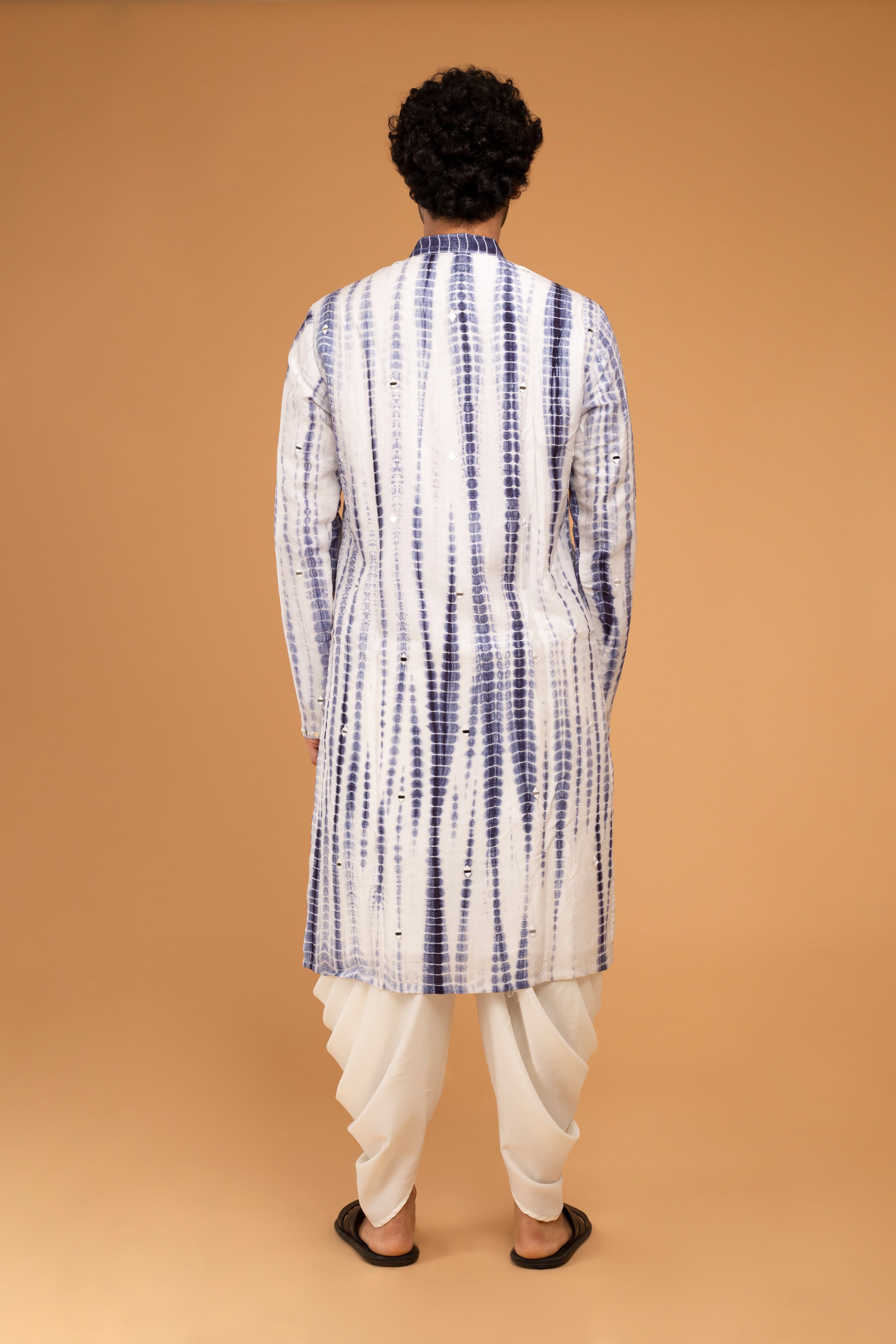 Navy Blue Mirror Work Kurta Set