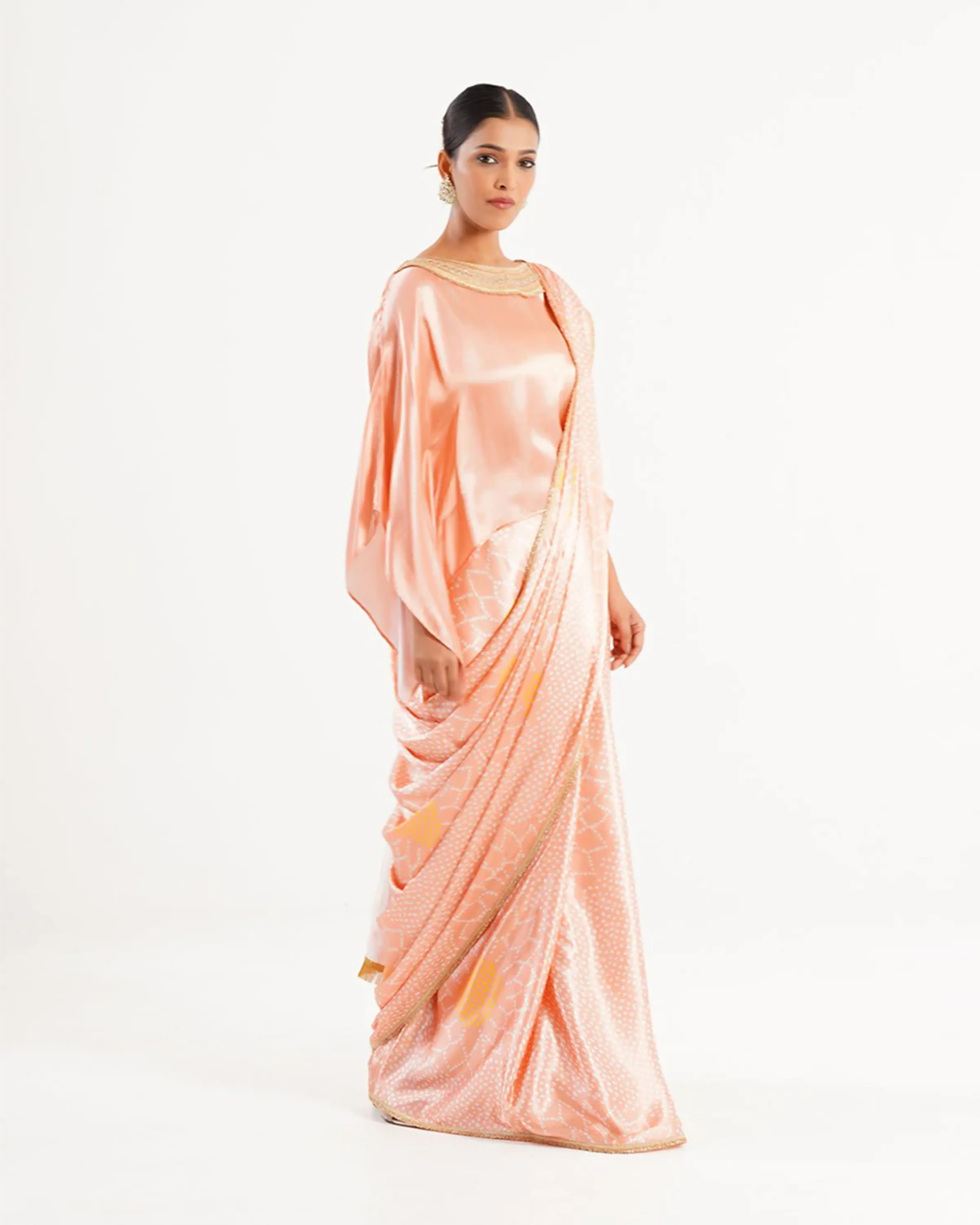 Saree Bandhej Mixology Blush Pink Gold