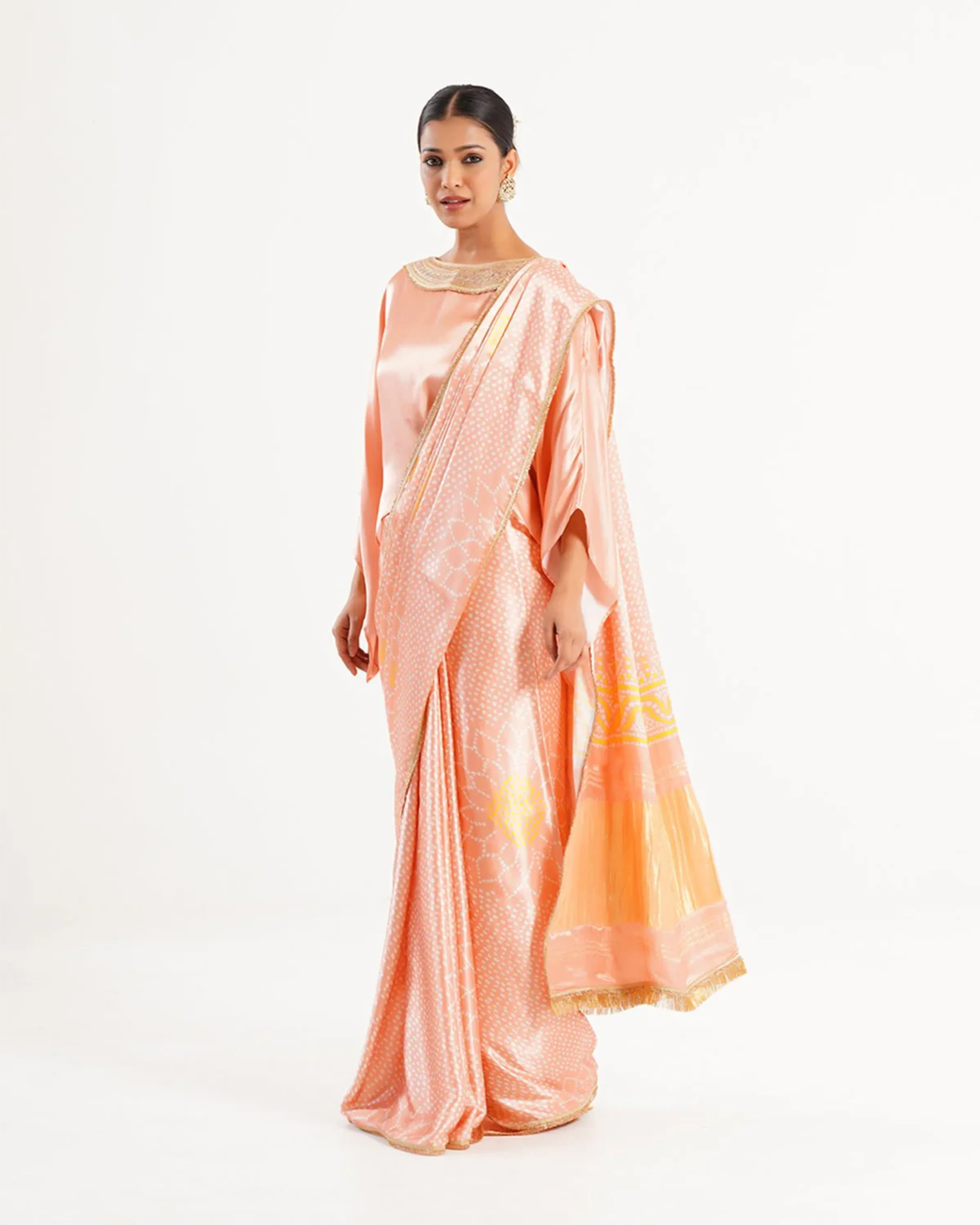 Saree Bandhej Mixology Blush Pink Gold