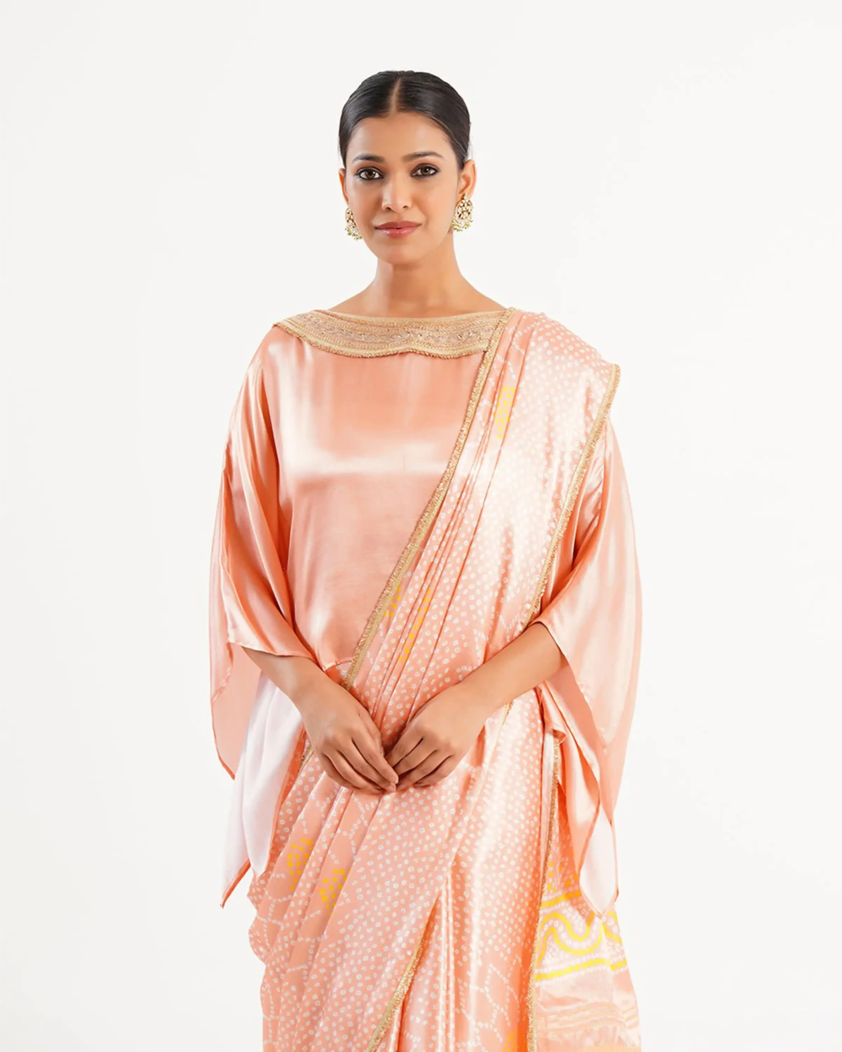 Saree Bandhej Mixology Blush Pink Gold