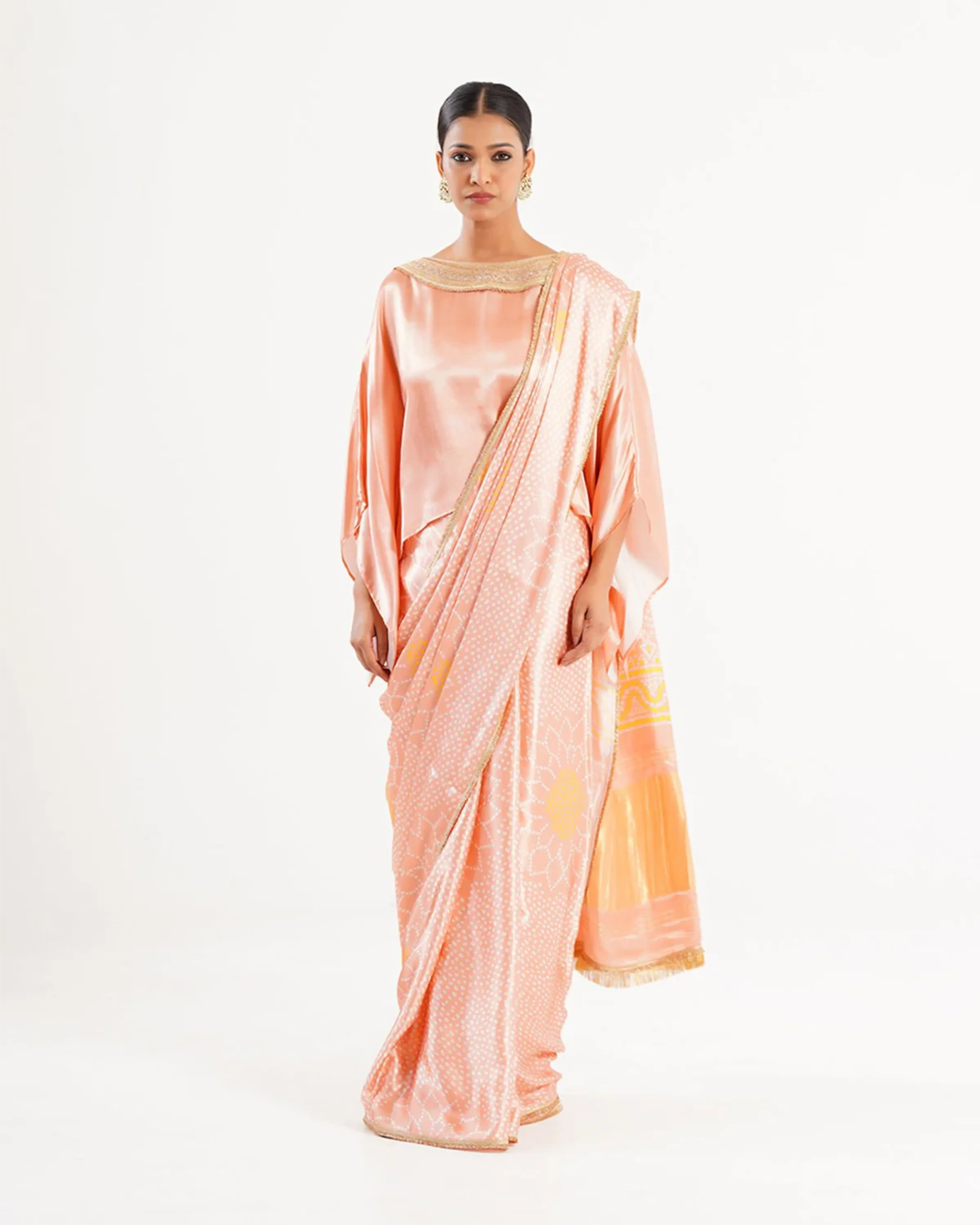 Saree Bandhej Mixology Blush Pink Gold