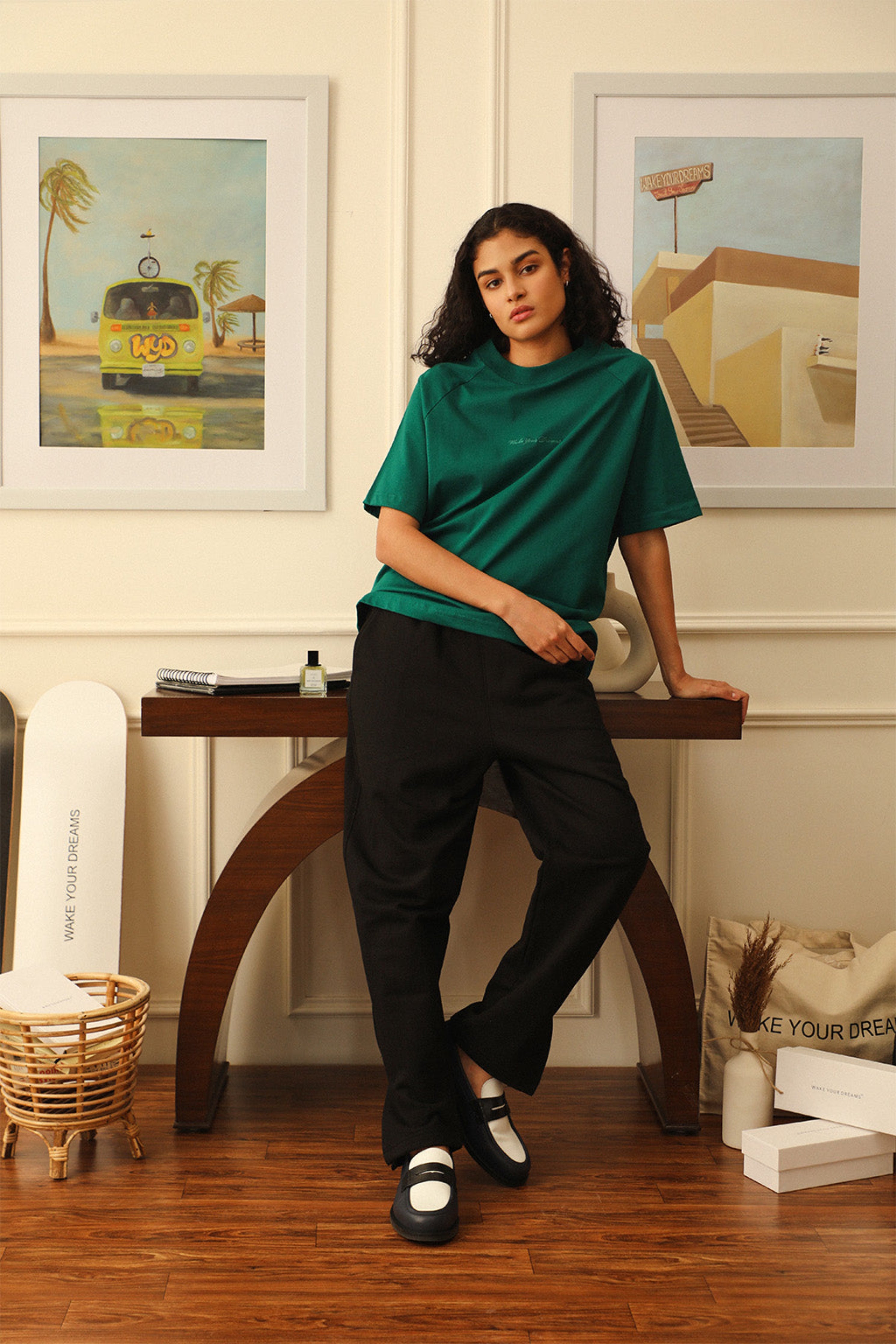 British Racing Green Moon Neck T-Shirt