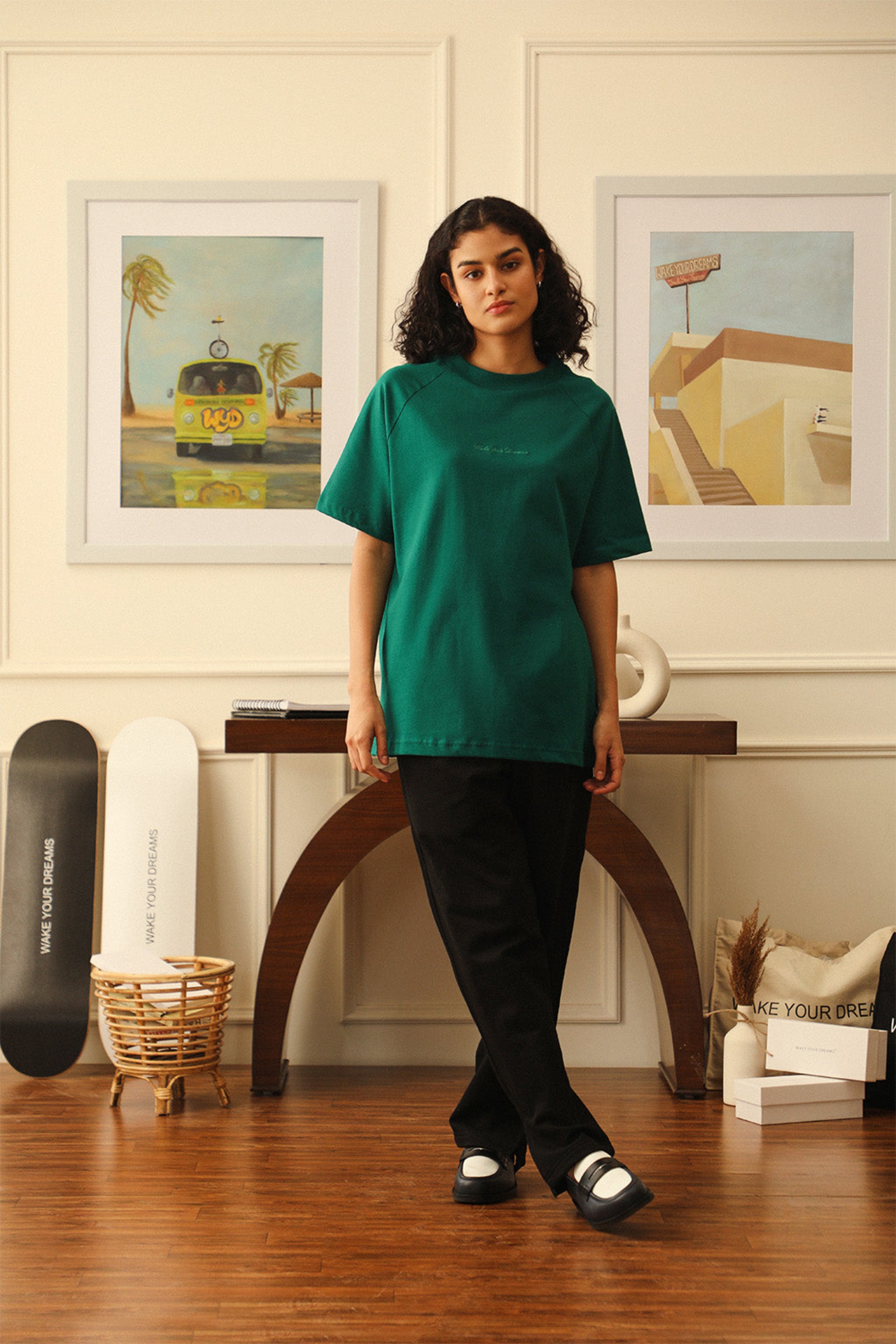 British Racing Green Moon Neck T-Shirt