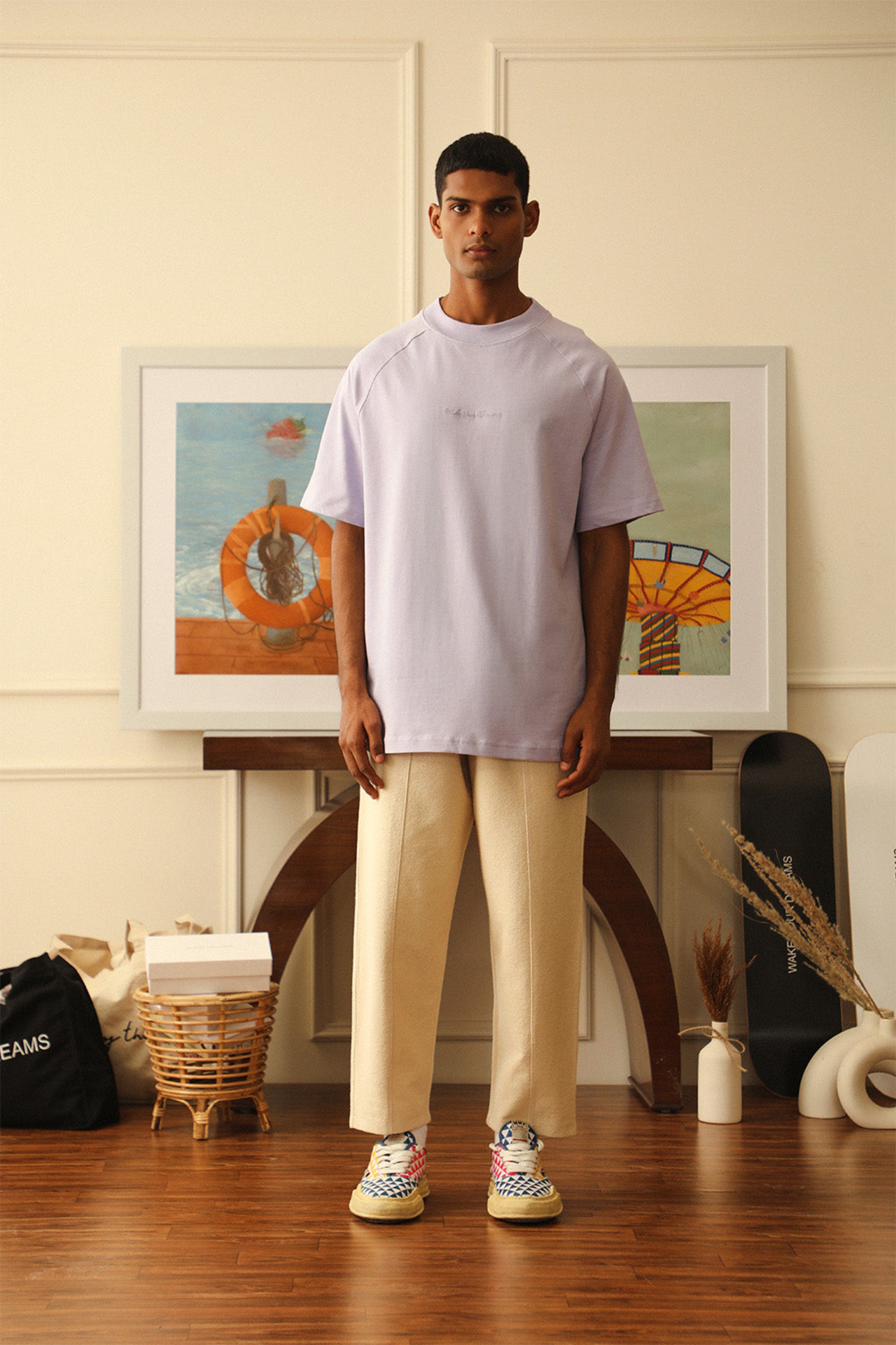 MOCK NECK LAVENDER T -SHIRT
