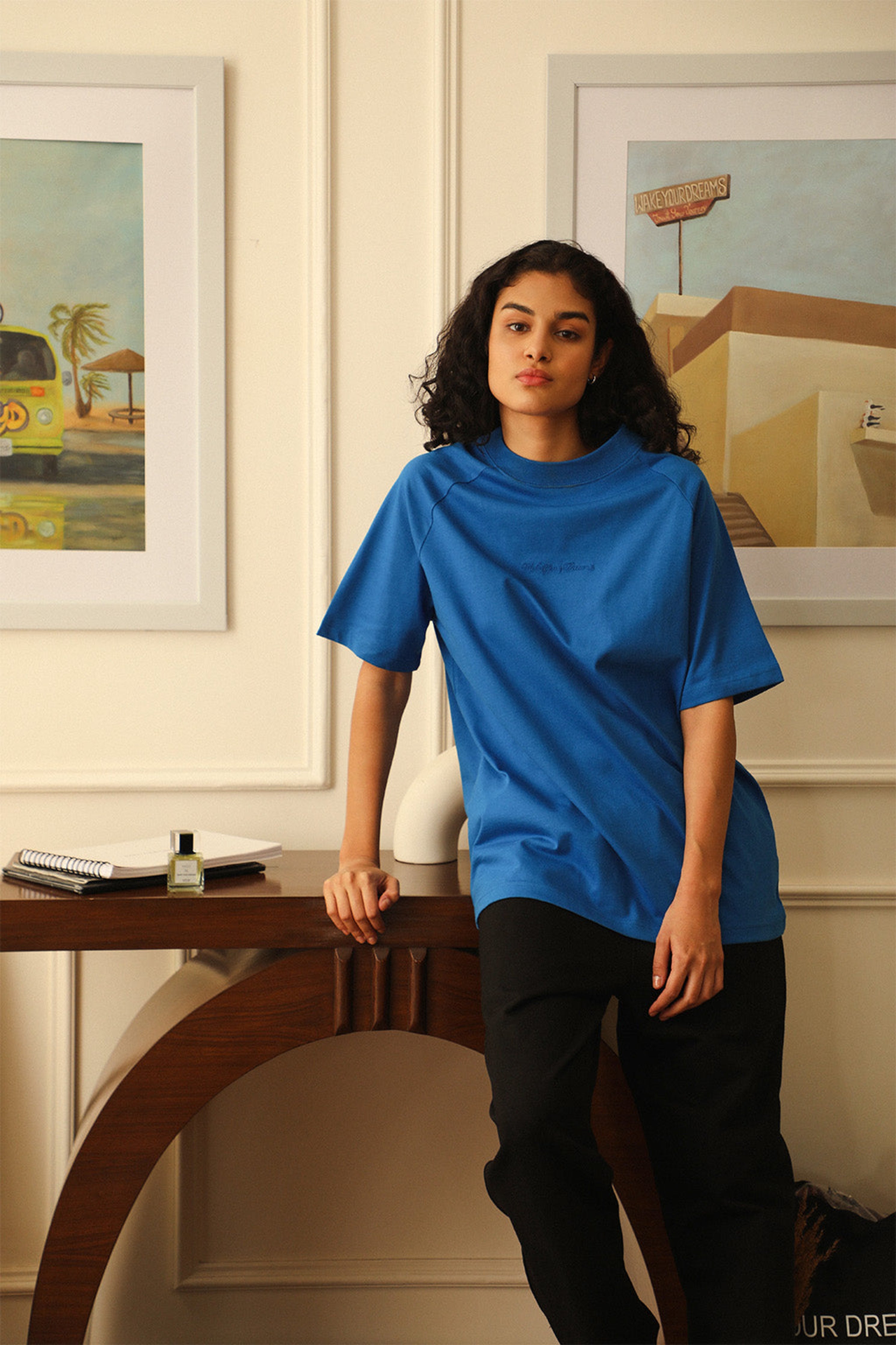 Royal Blue Moon Neck T-Shirt