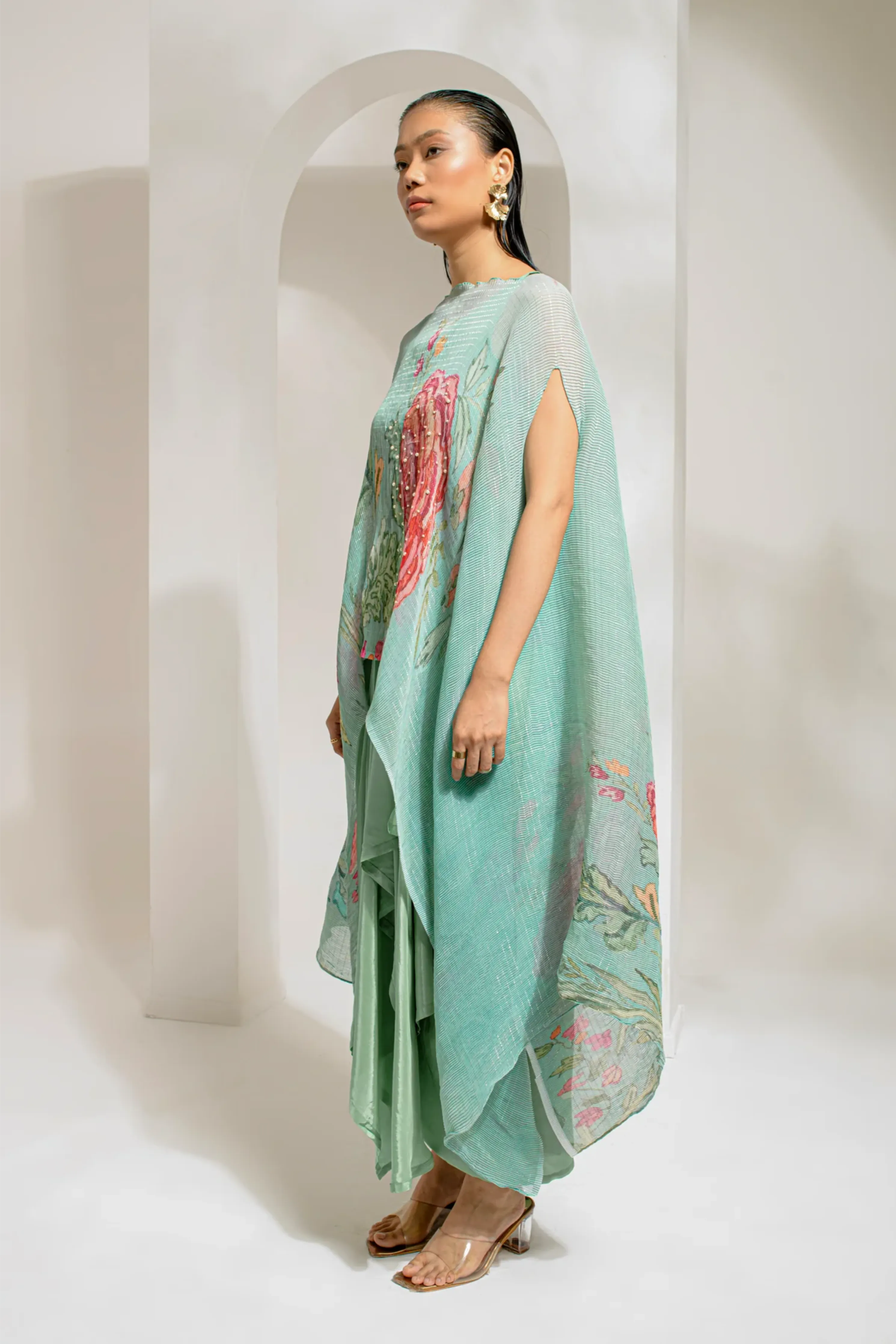 EMERALD GREEN KAFTAN PAIRED WITH DHOTI