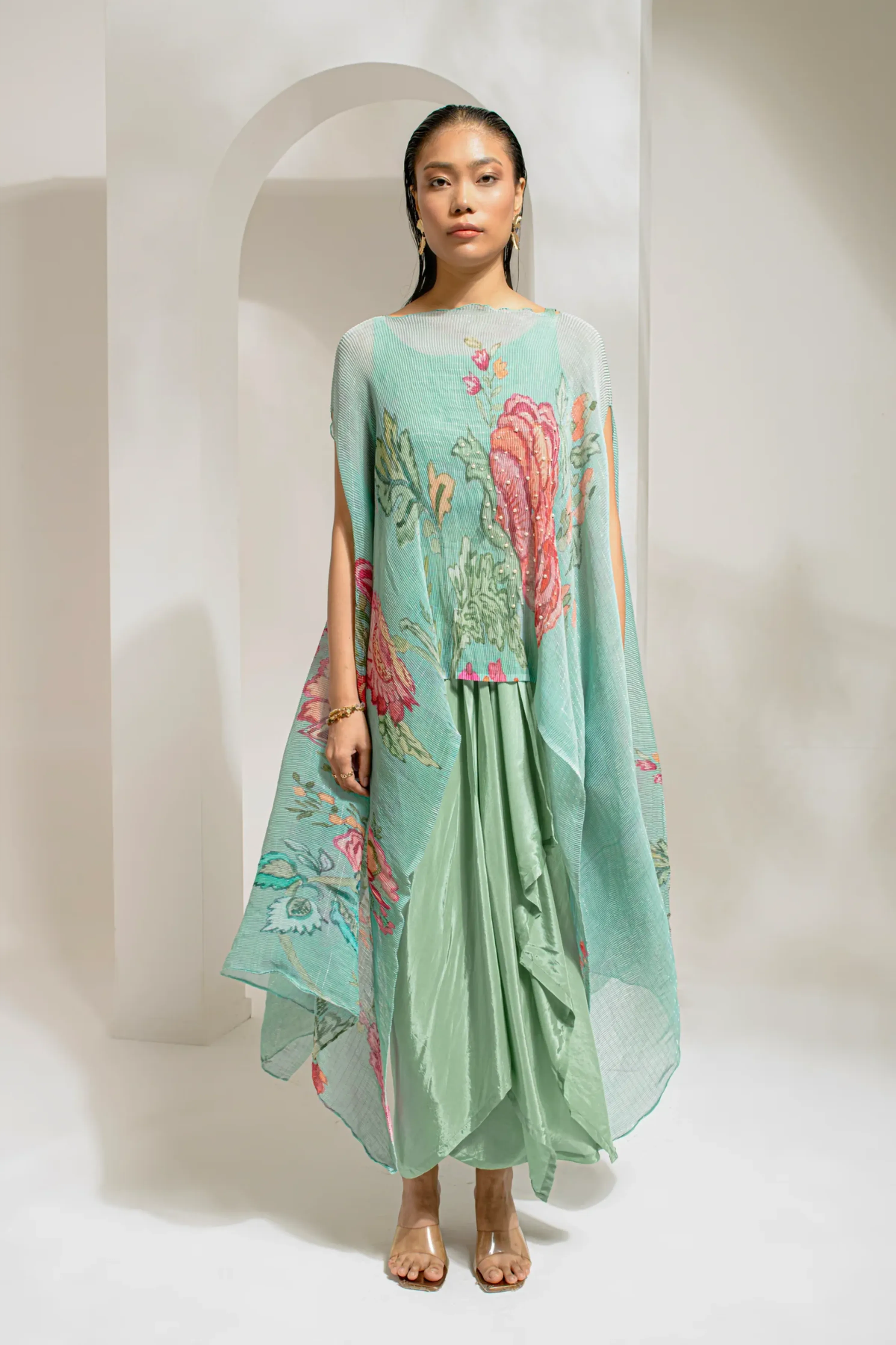 EMERALD GREEN KAFTAN PAIRED WITH DHOTI