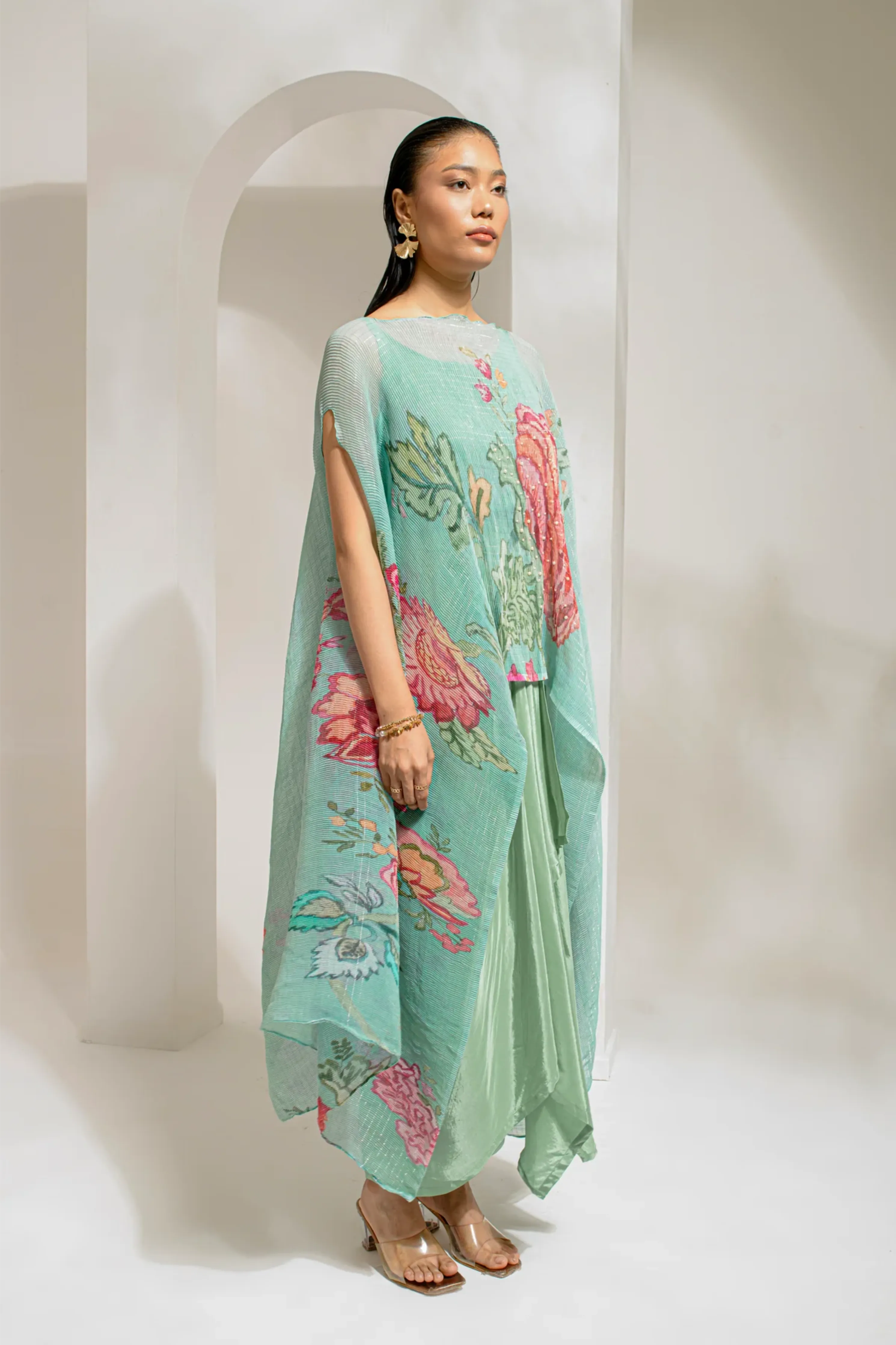 EMERALD GREEN KAFTAN PAIRED WITH DHOTI