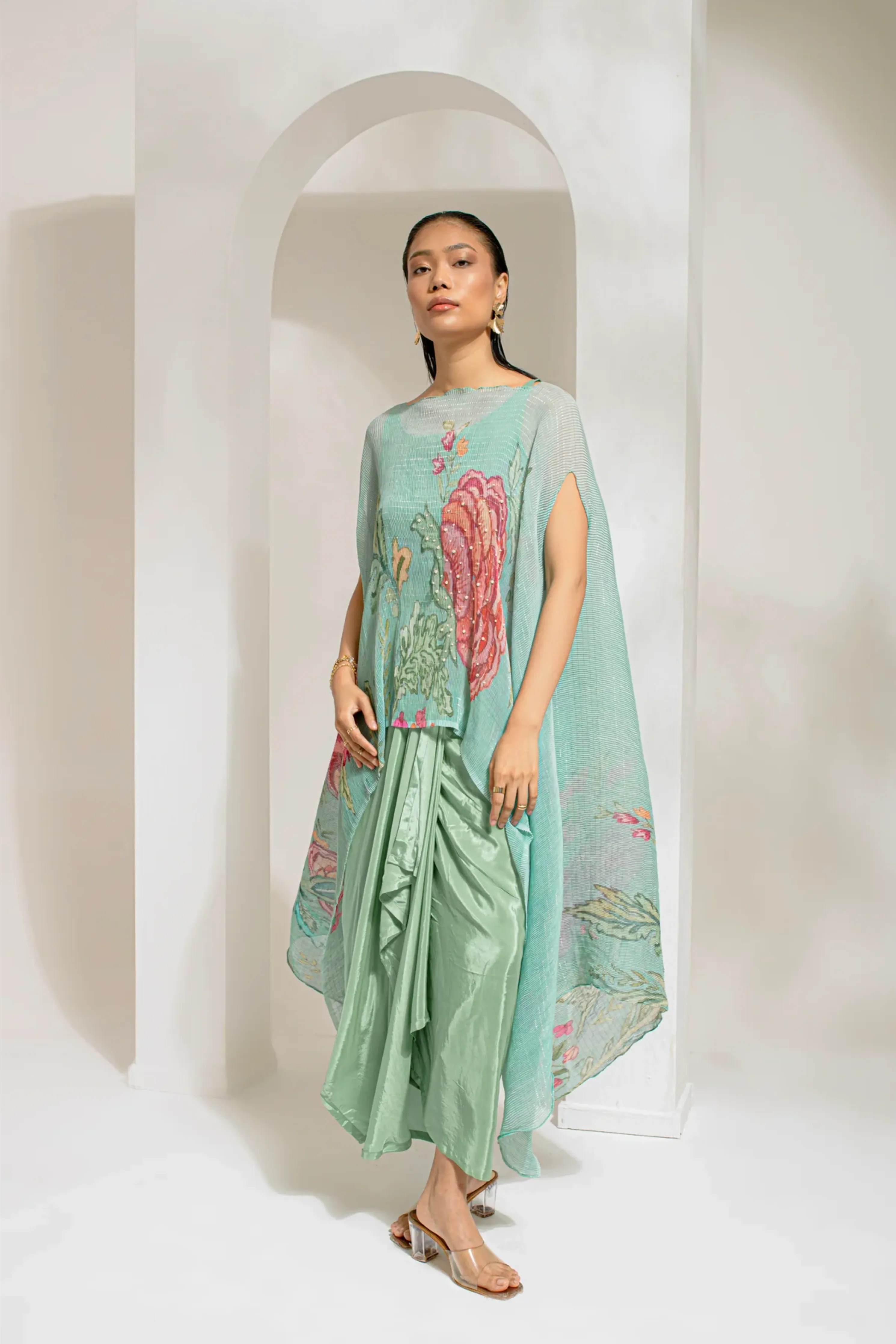 EMERALD GREEN KAFTAN PAIRED WITH DHOTI