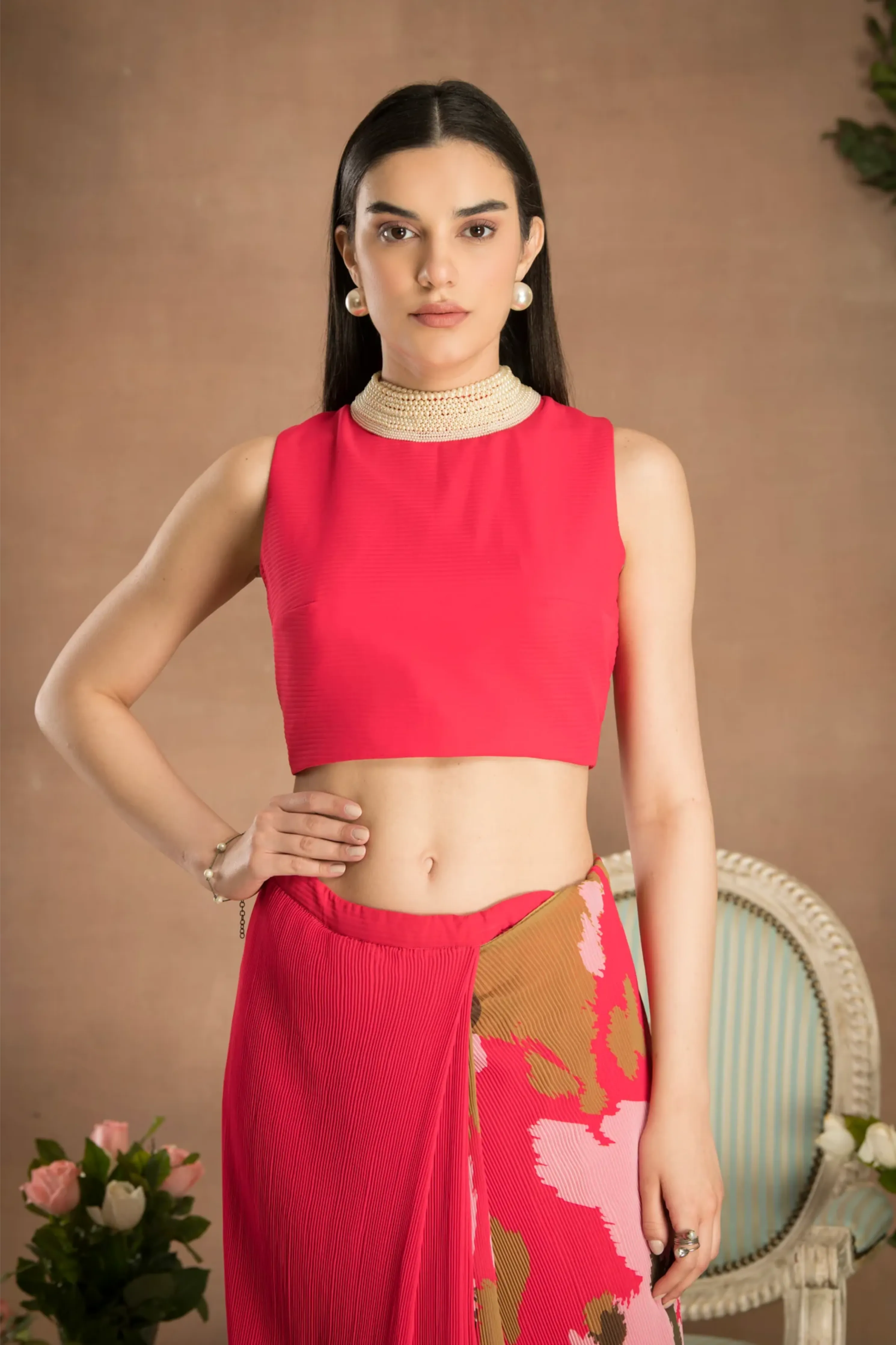 PRE-DRAPED MAGENTA PINK SAREE