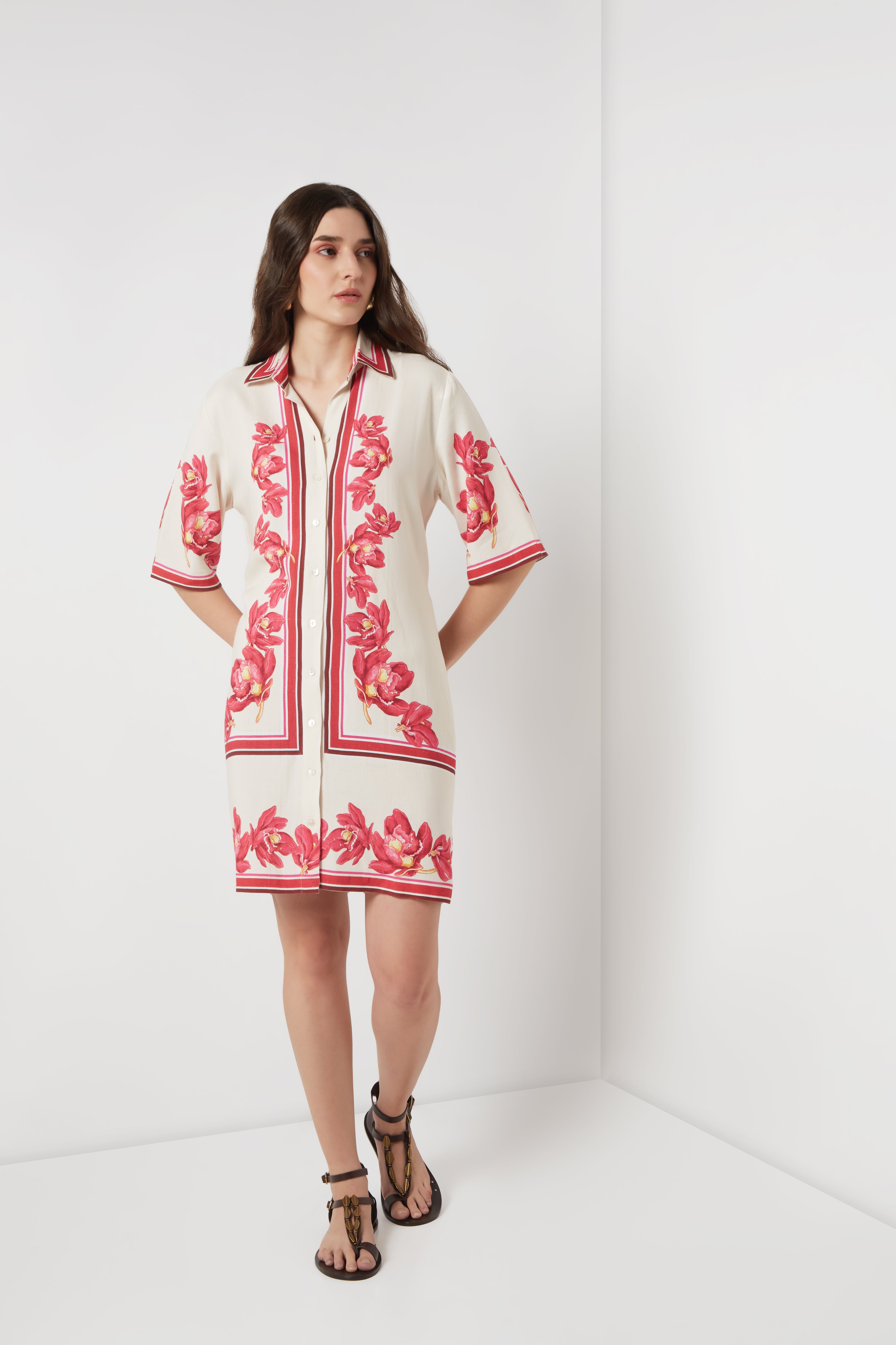 Scarlet Bloom Shirt Dress