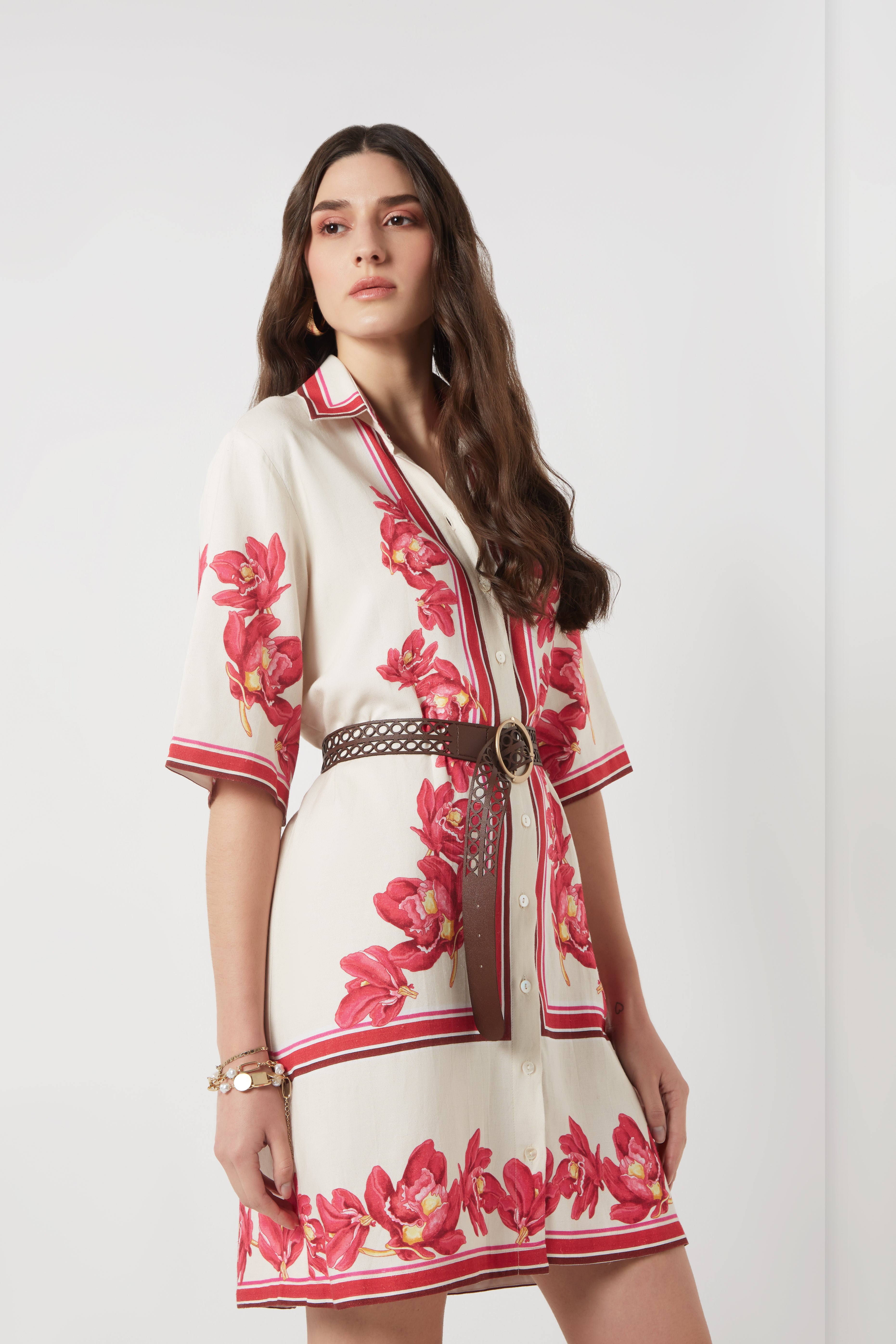 Scarlet Bloom Shirt Dress