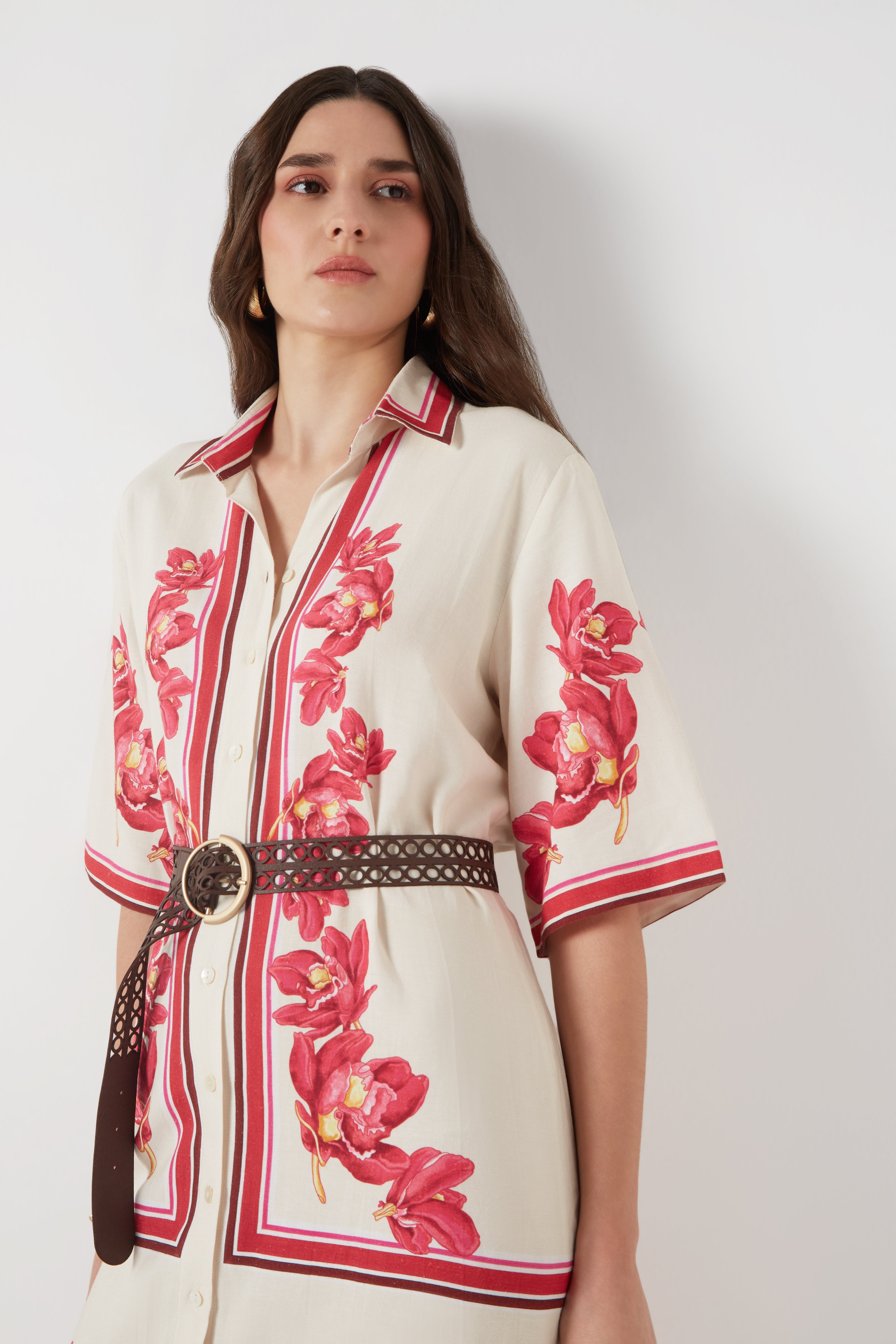 Scarlet Bloom Shirt Dress