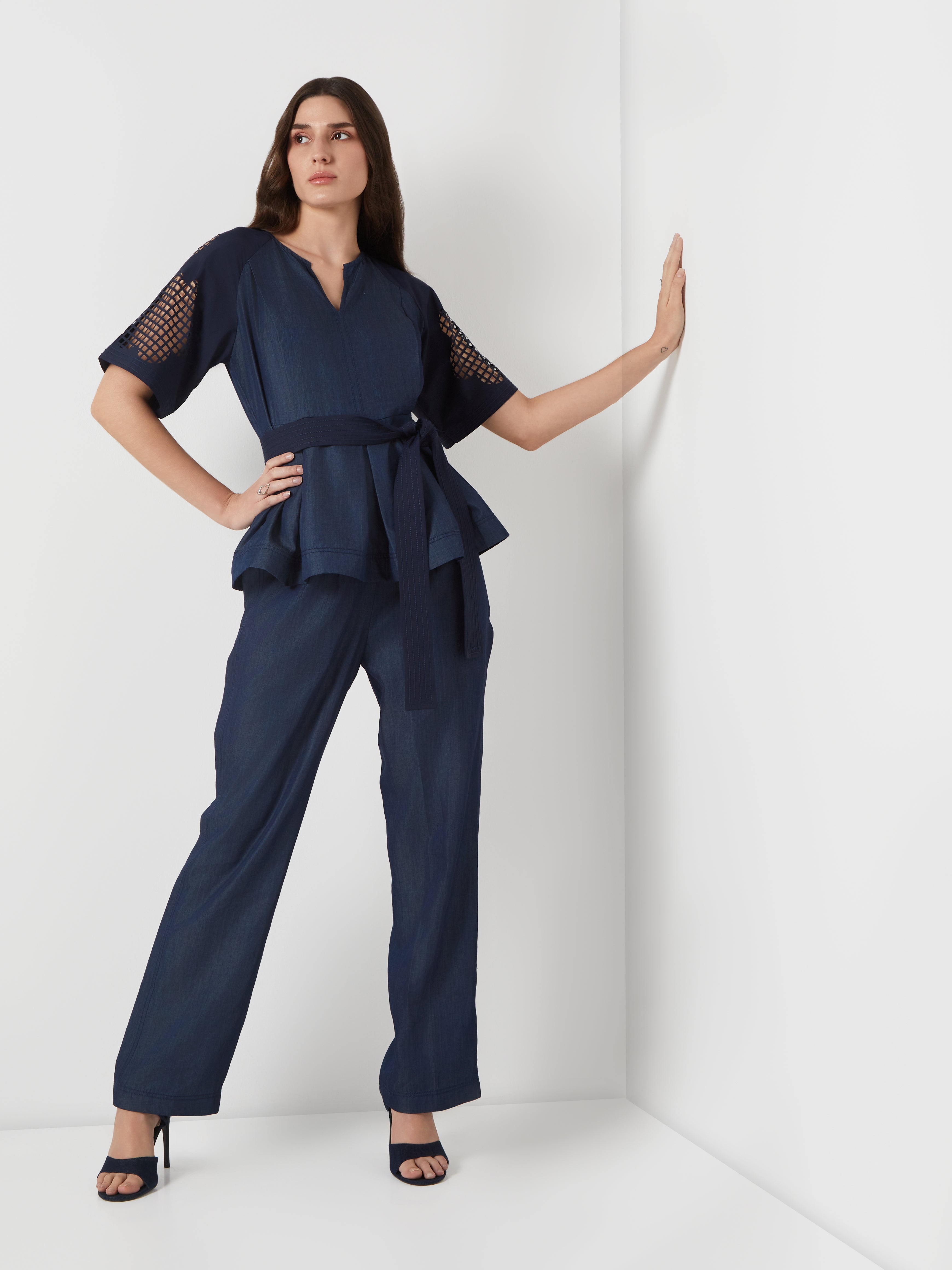 Tencel Denim Peplum Top