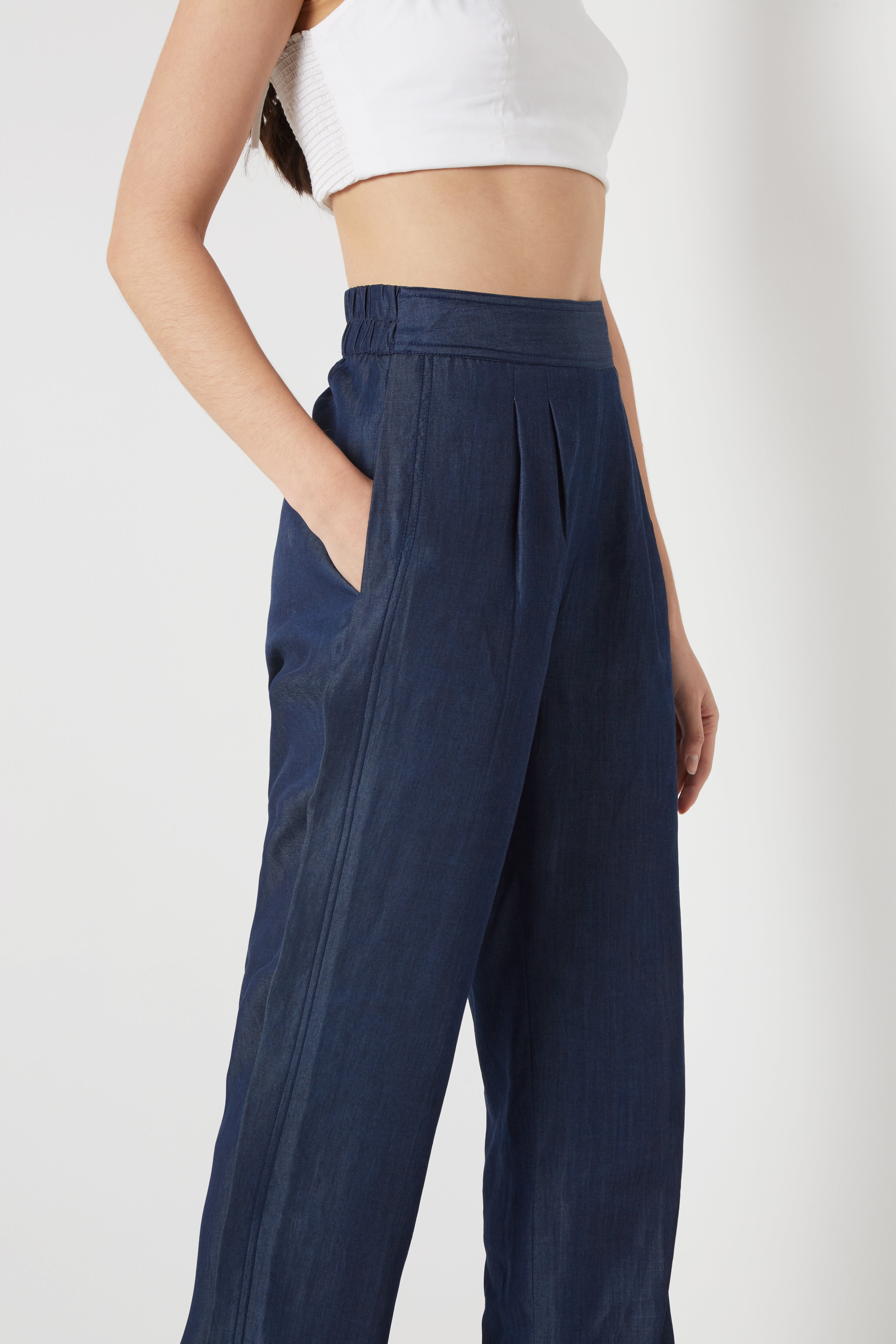 Tencel Denim Pleated Trouser