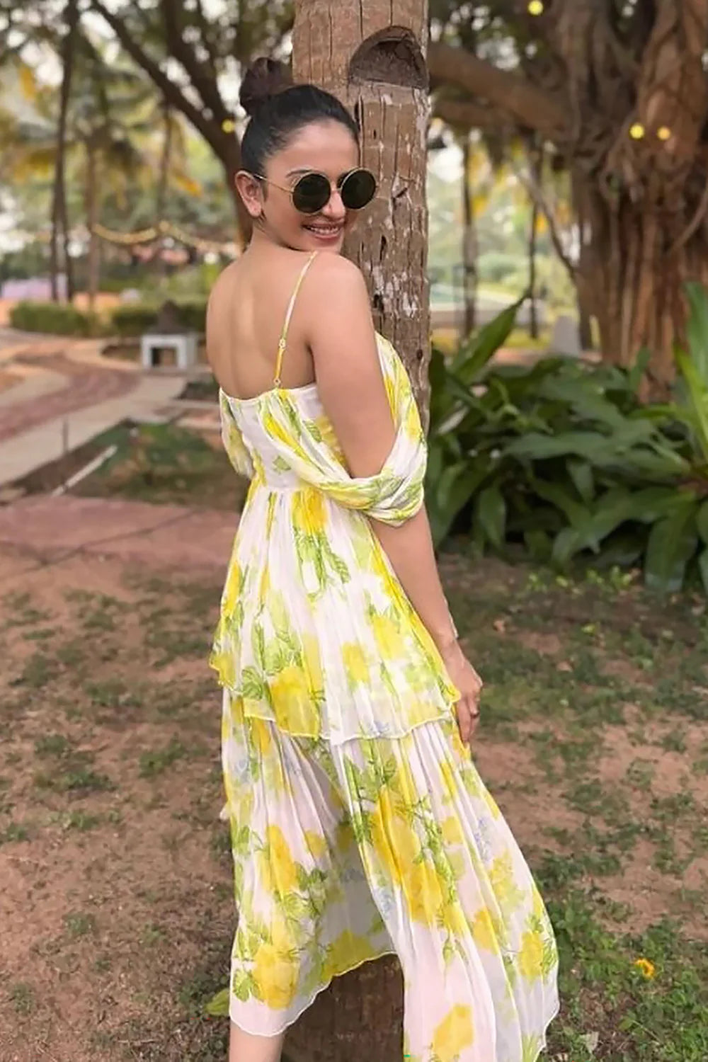 Rakulpreet Singh in Fleur Strappy Midi Dress