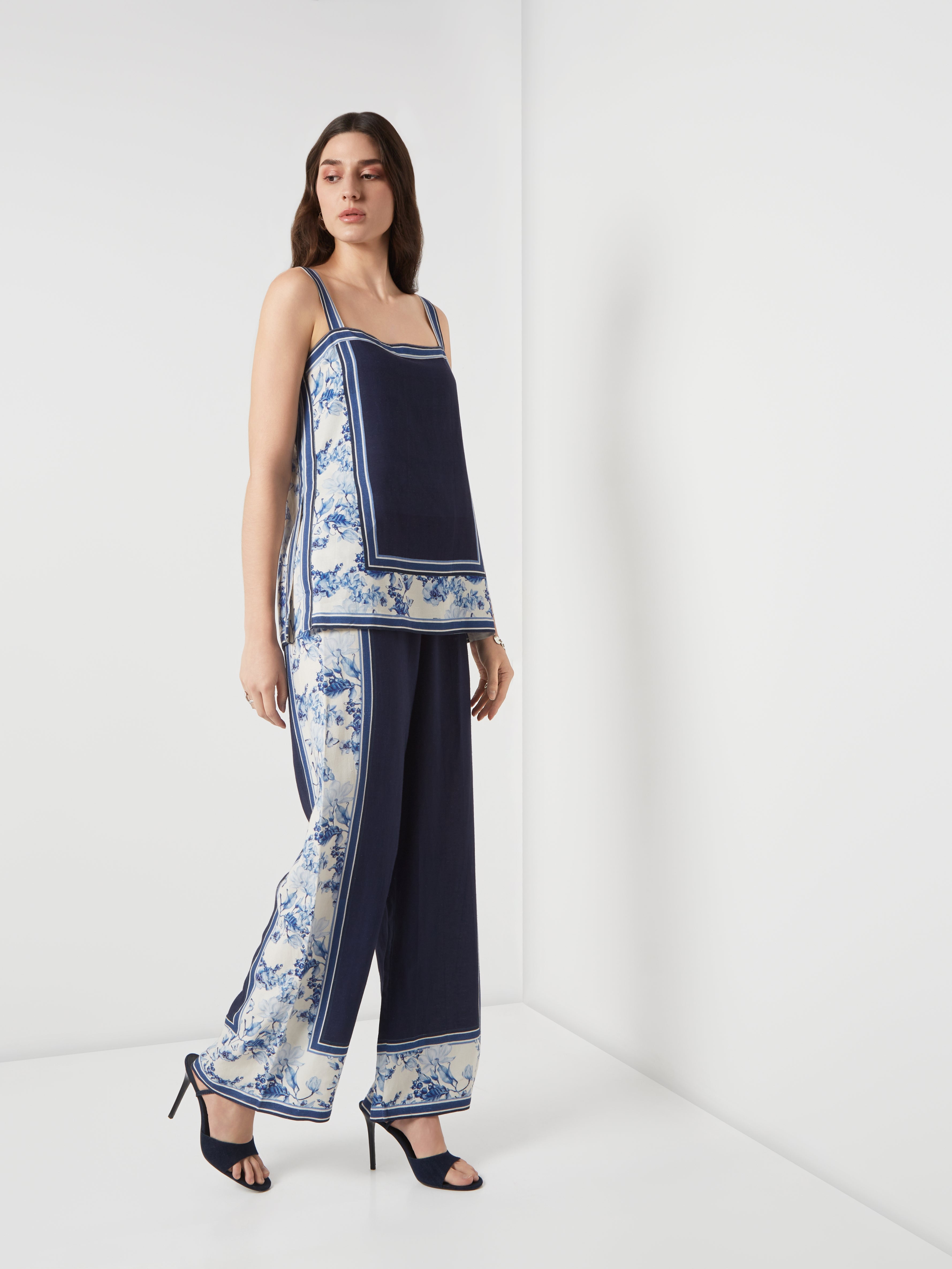 Bleu Creme Bloked Co-Ord Set