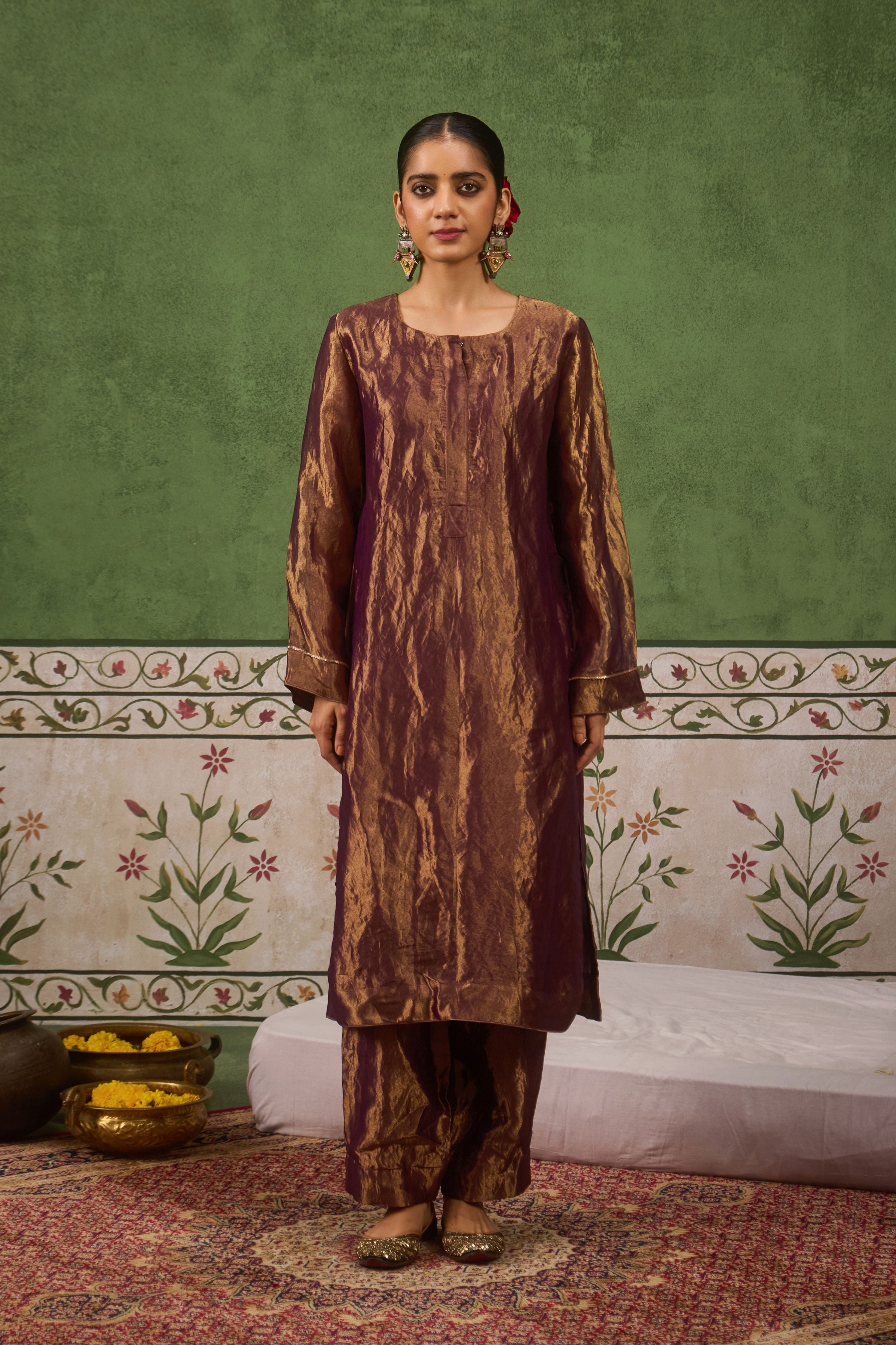 Inayat 2.0 Purple Tissue Kurta Set