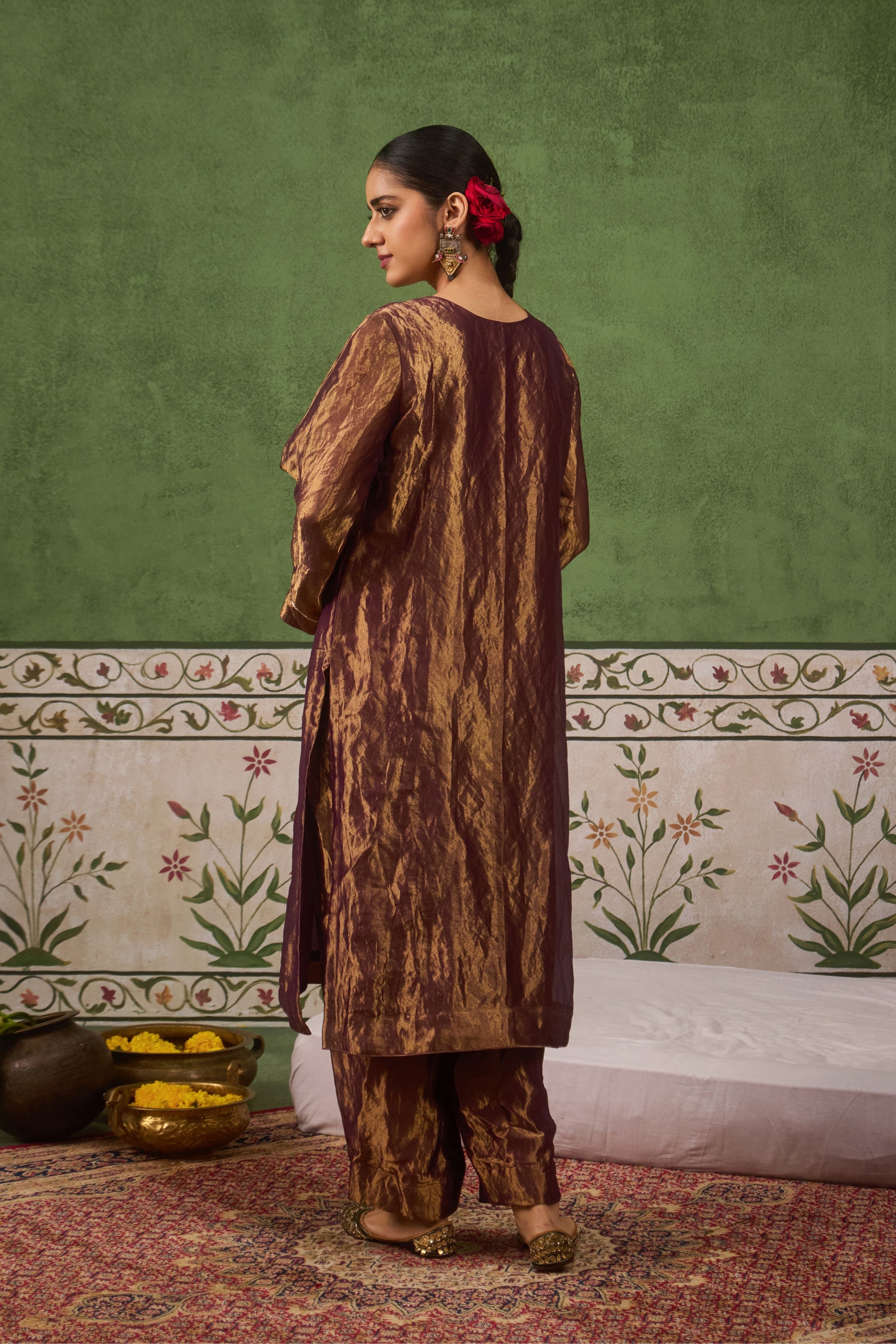 Inayat 2.0 Purple Tissue Kurta Set