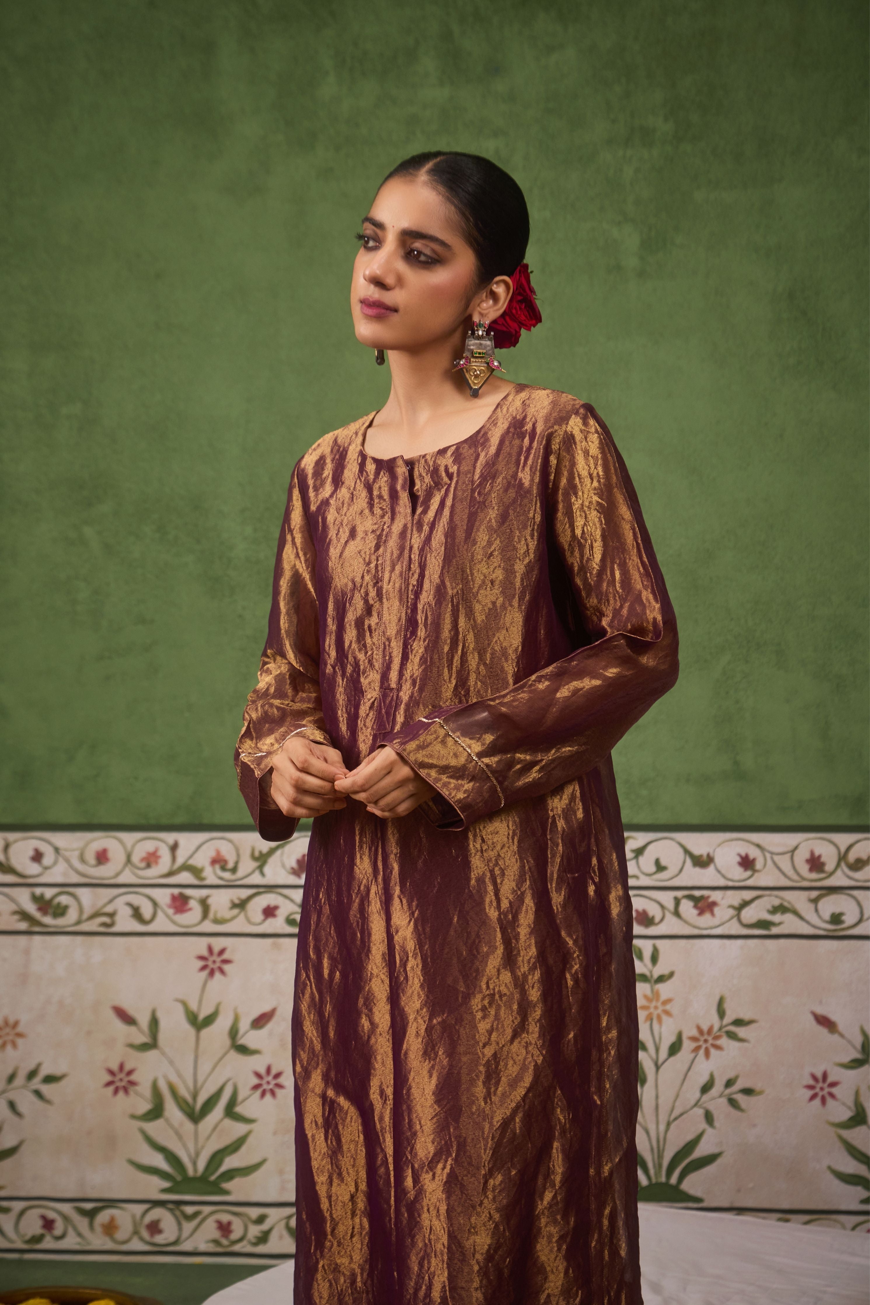 Inayat 2.0 Purple Tissue Kurta Set