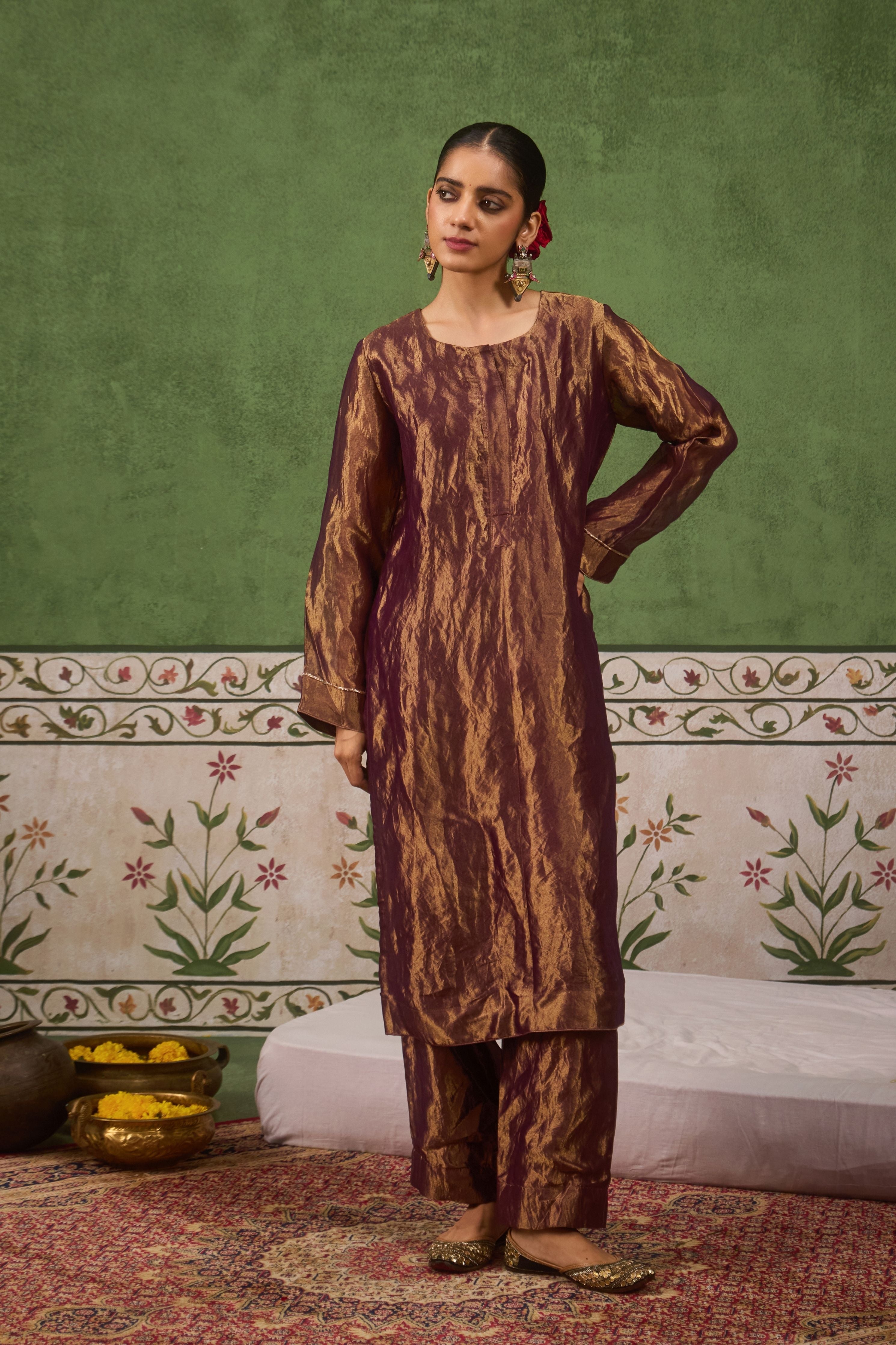 Inayat 2.0 Purple Tissue Kurta Set