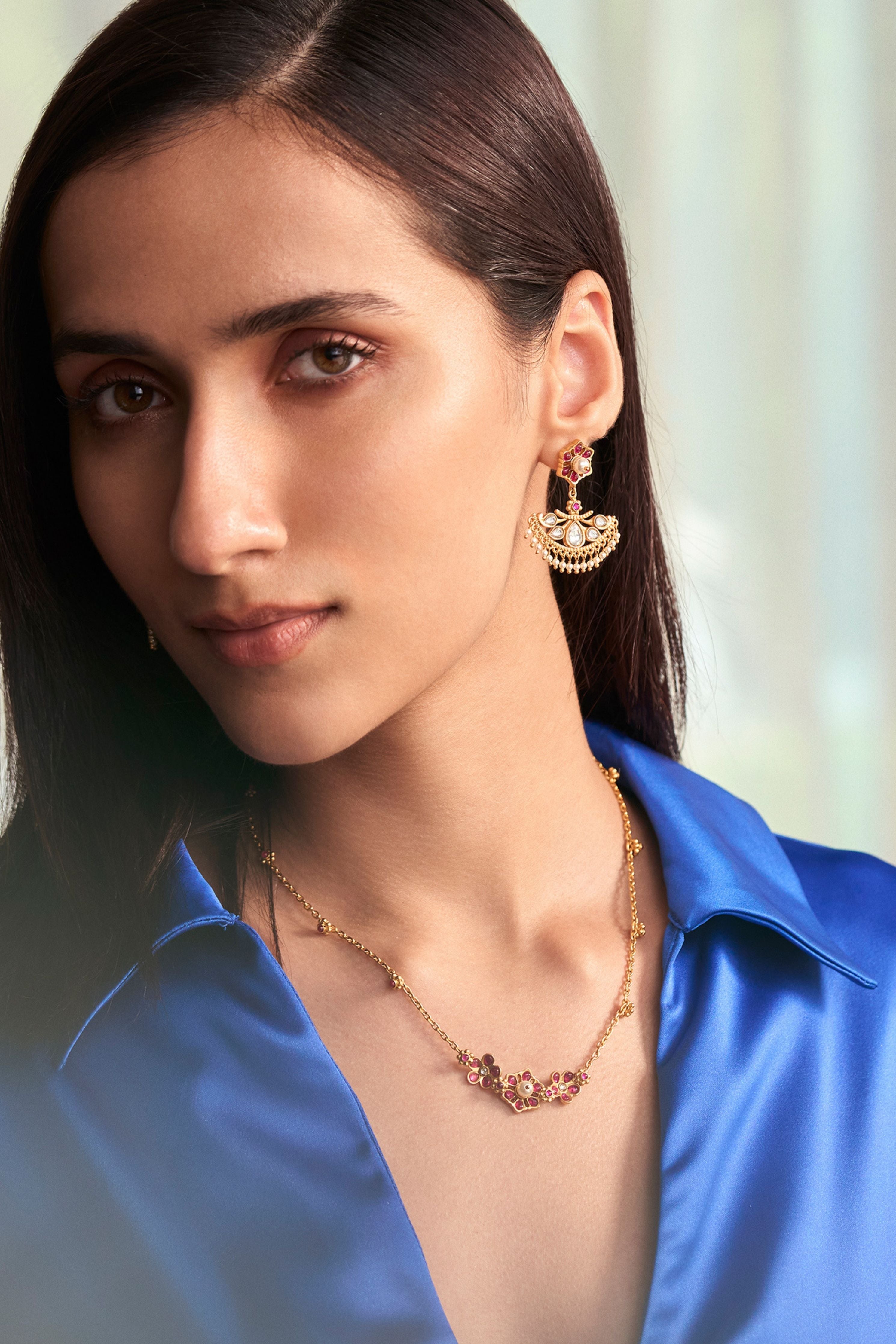 Gulmohar Floral Cluster Necklace