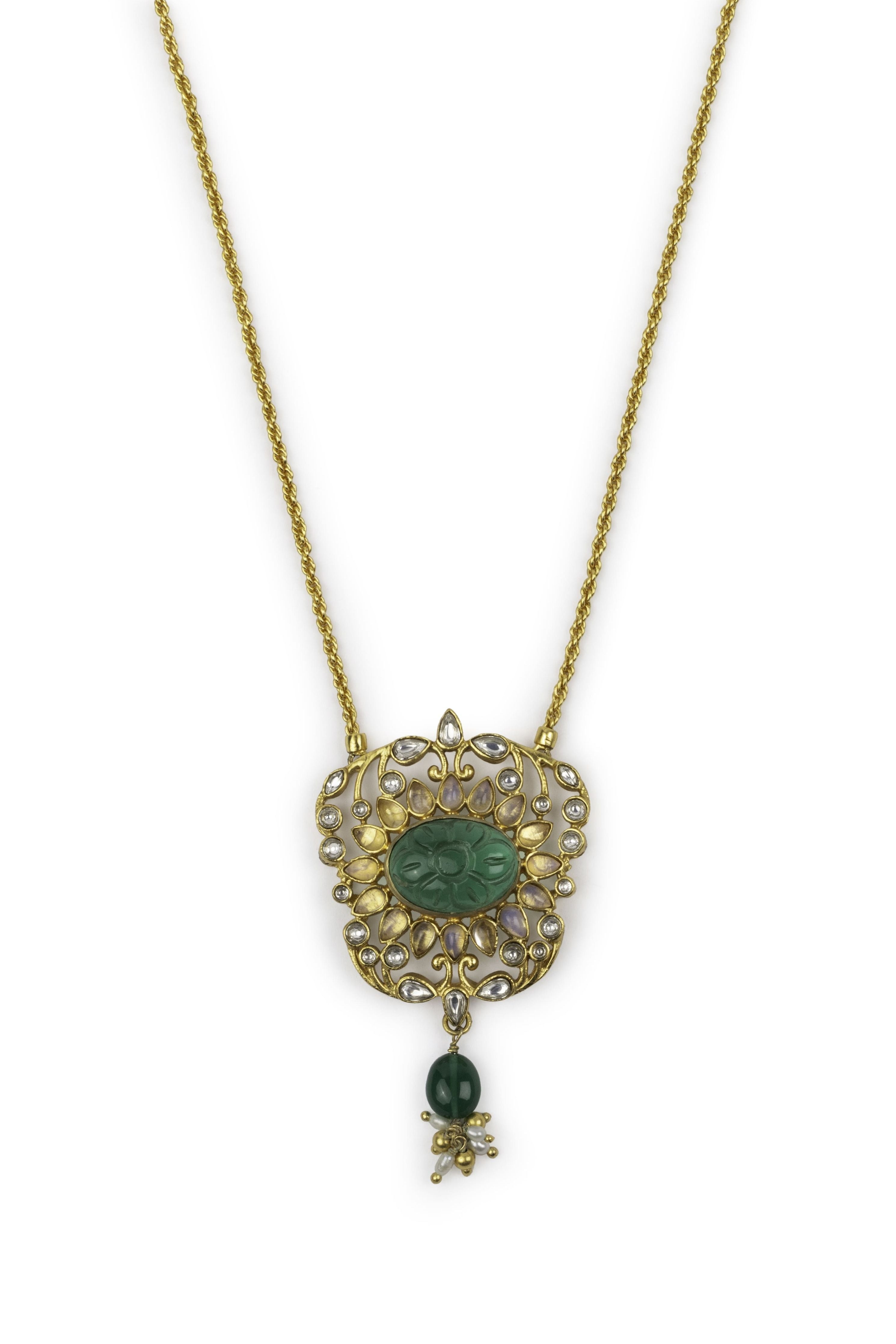 Gulmohar Mini Floralia Necklace Green