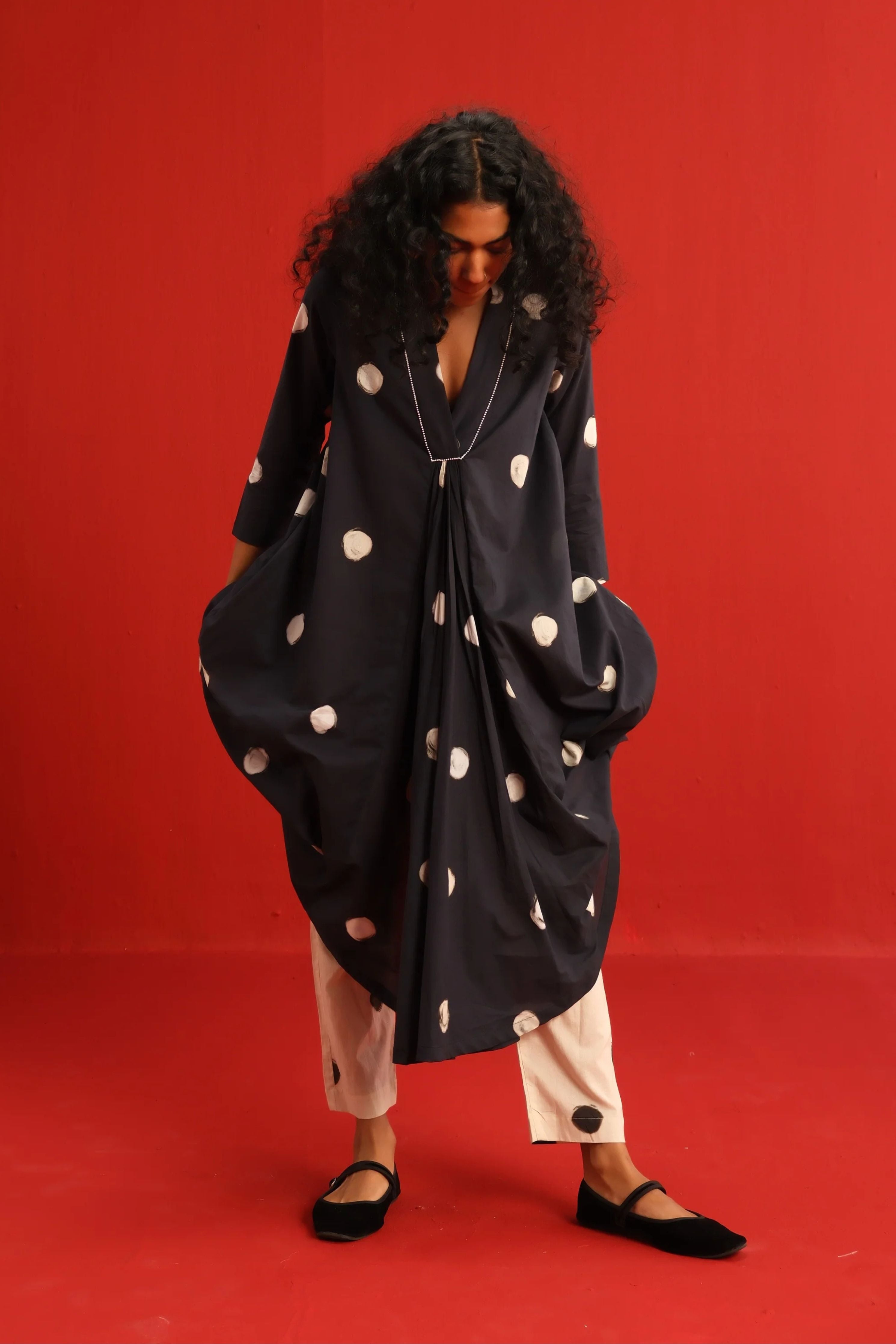 Polka A-line Kurta Set
