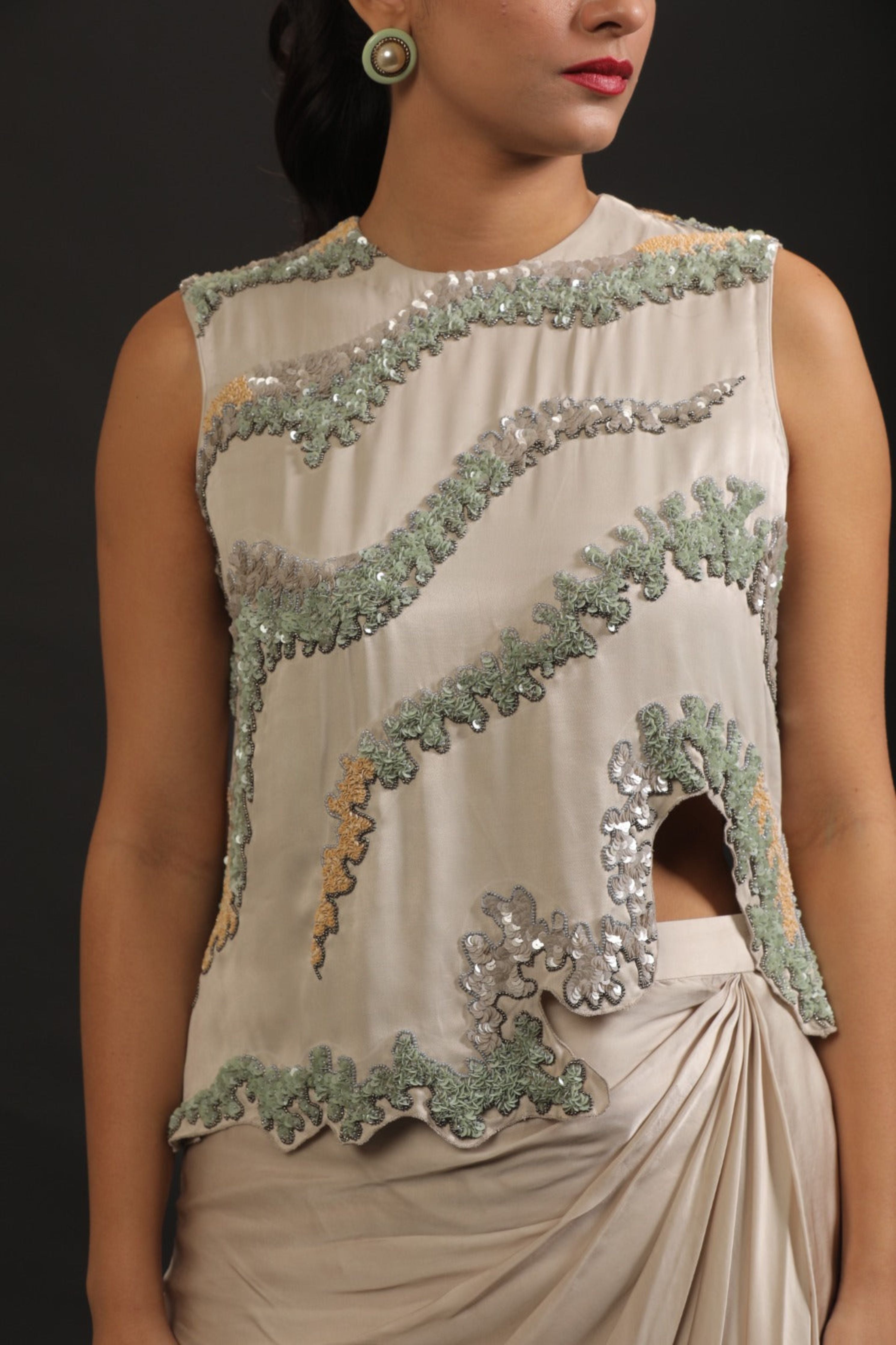 Pearl Cascade Saree Set