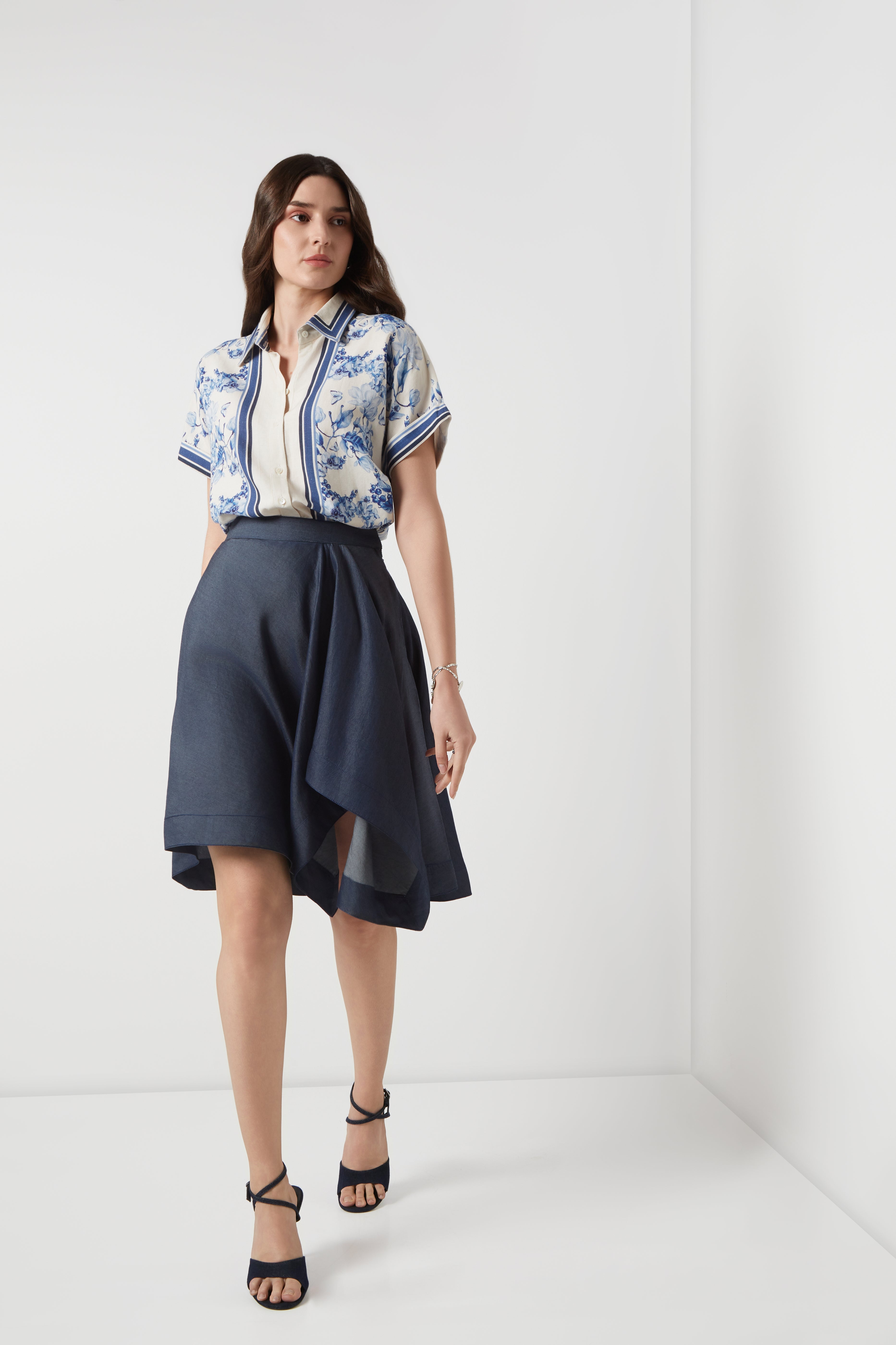 Bleu Cream Drop Shoulder Shirt