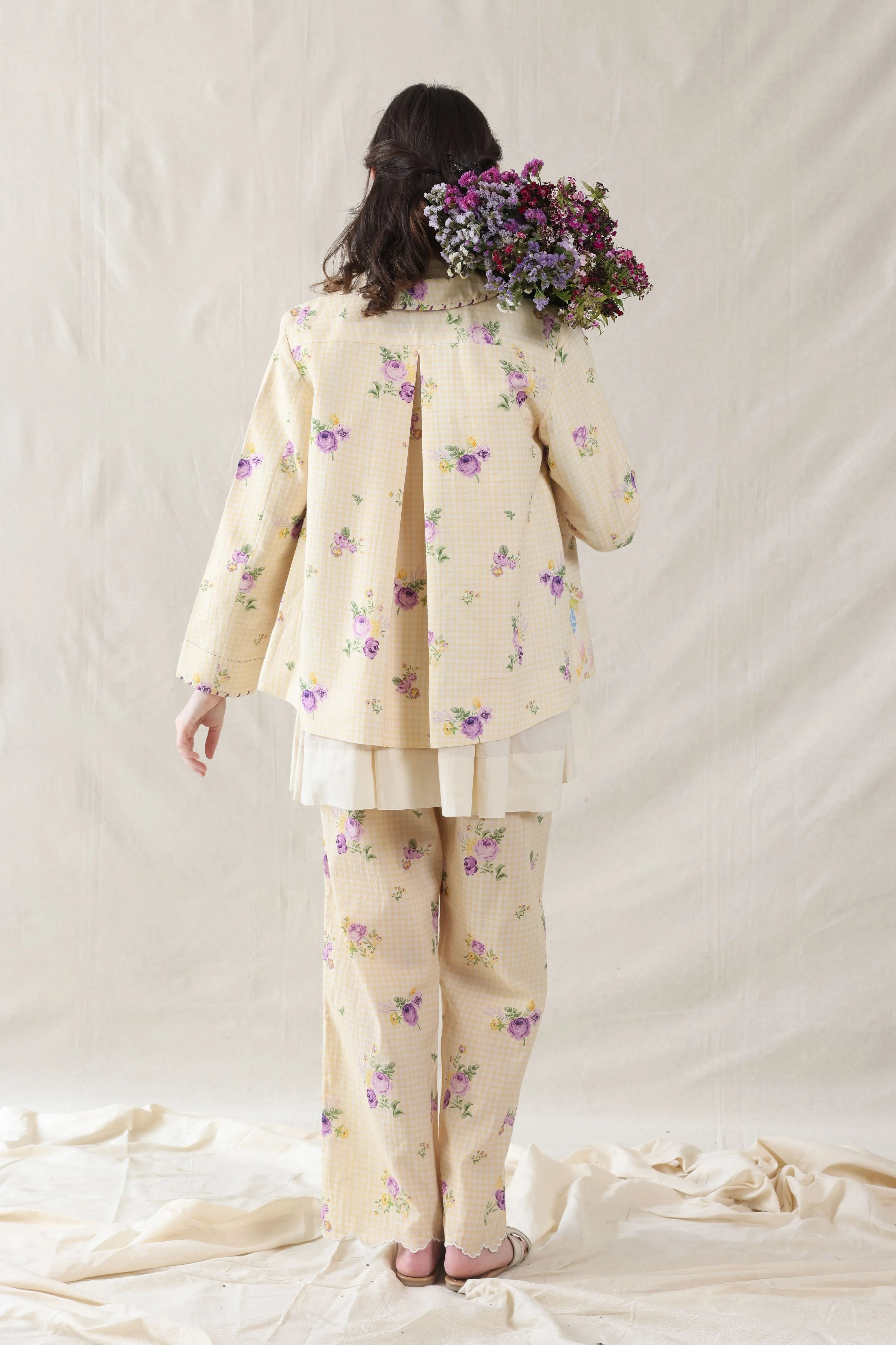 White & Purple Hand Woven Cotton Silk Bottom