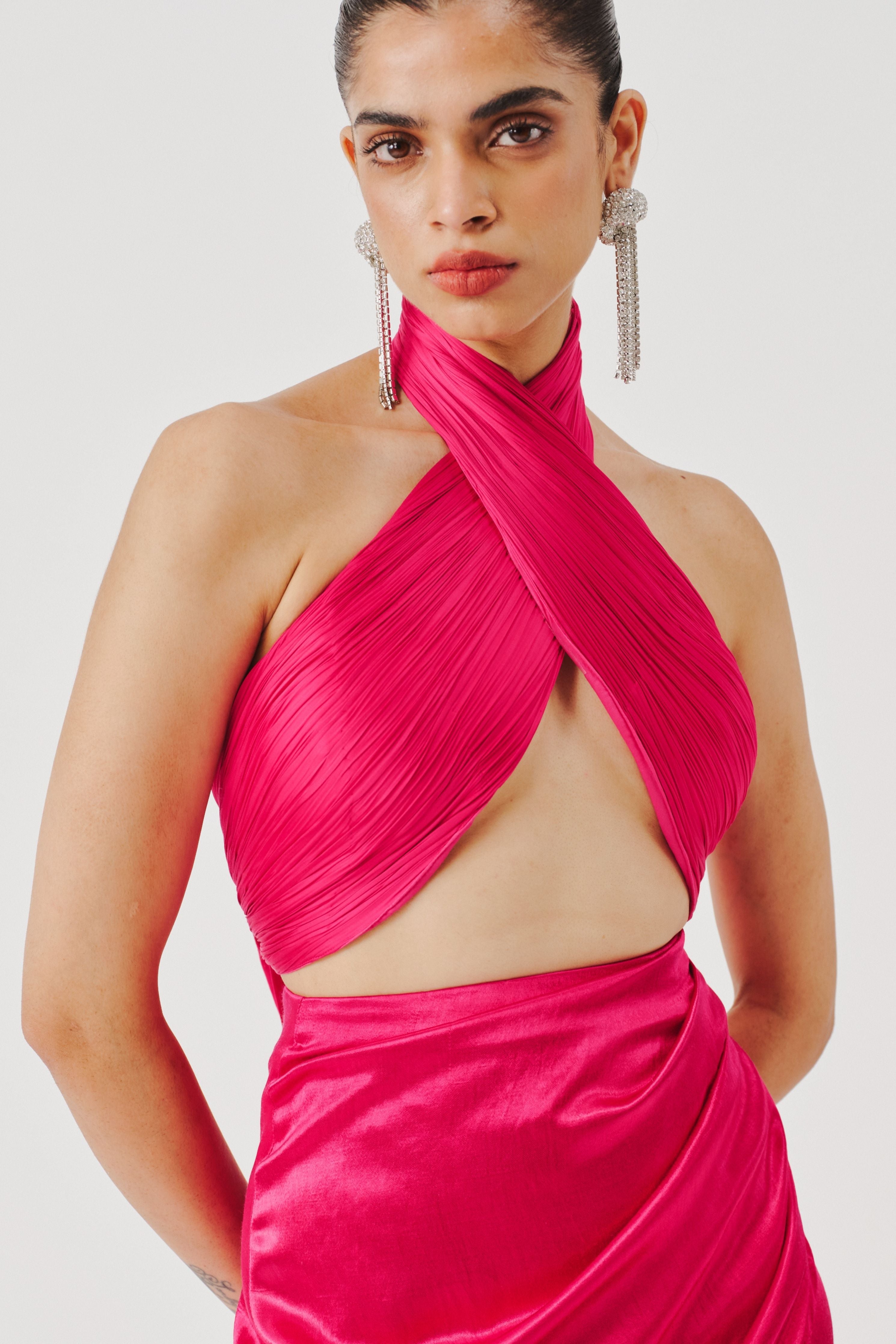 Carapace Overlap Skirt in Hot Pink