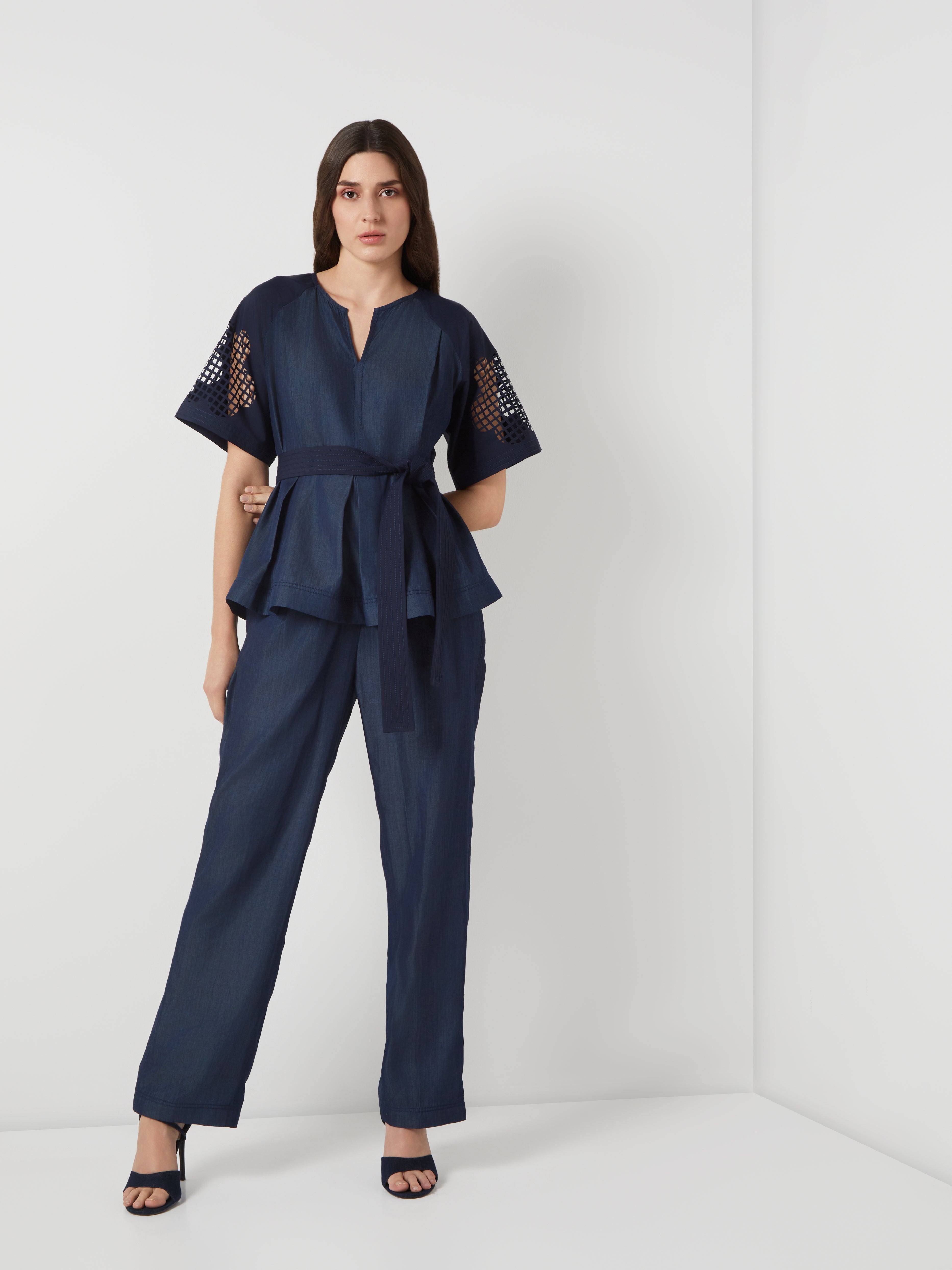 Tencel Denim Pleated Trouser