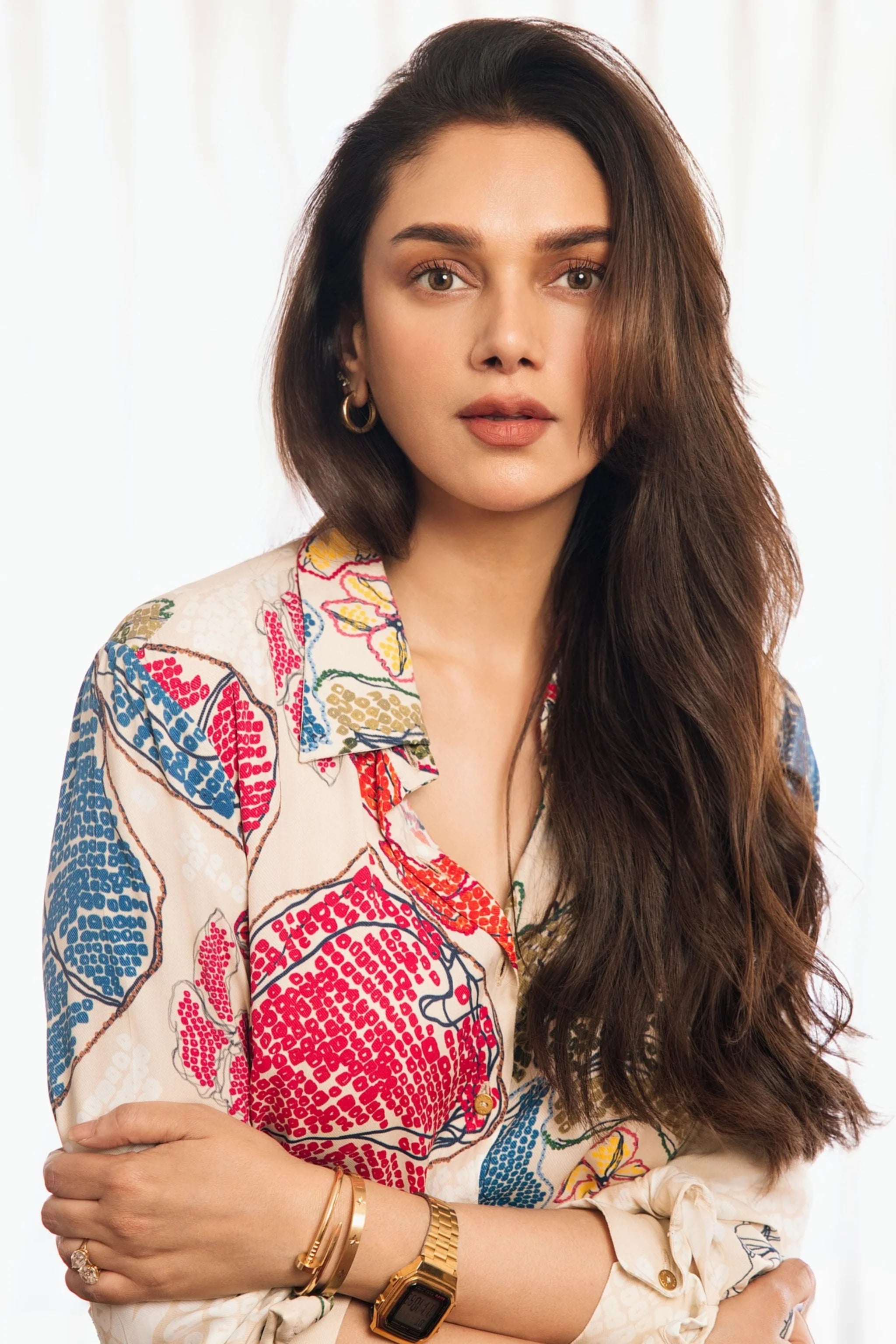 Aditi Rao Hydari In Periwinkle Bandhani Print Shirt & Ria Skirt