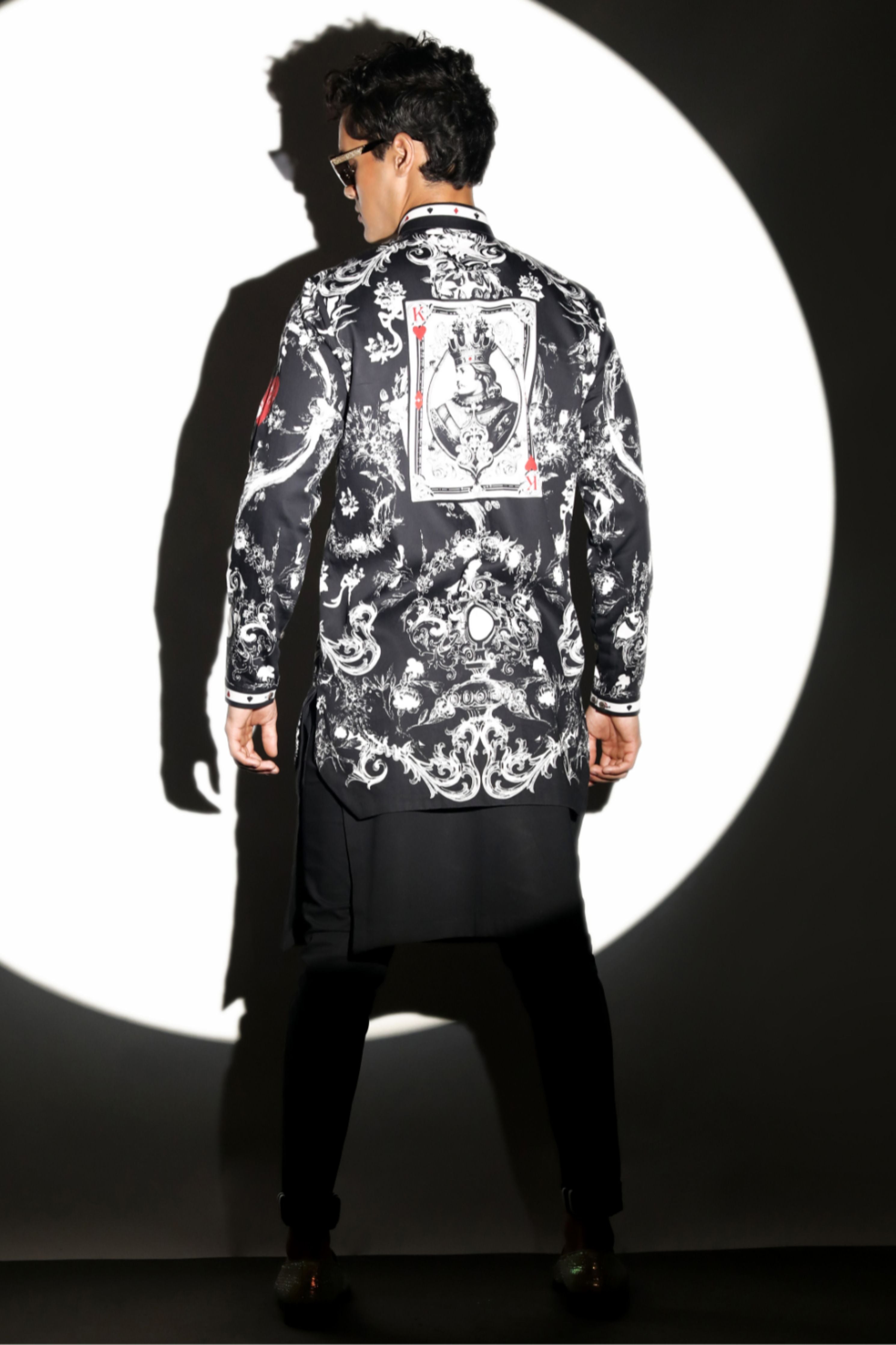 Rajsamand Taash Printed Black Shirt