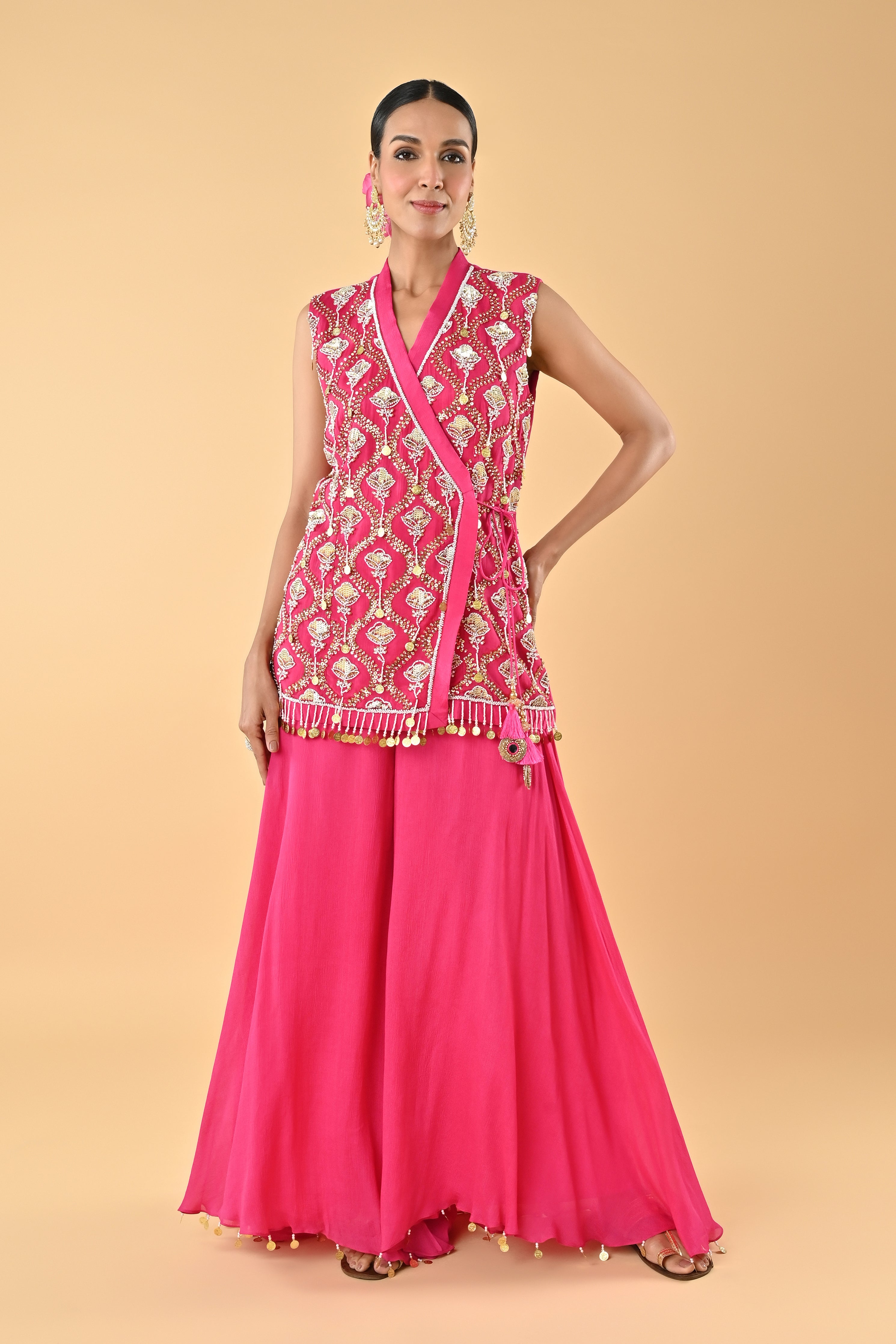 Pink Pearl Embroidered Tunic Set