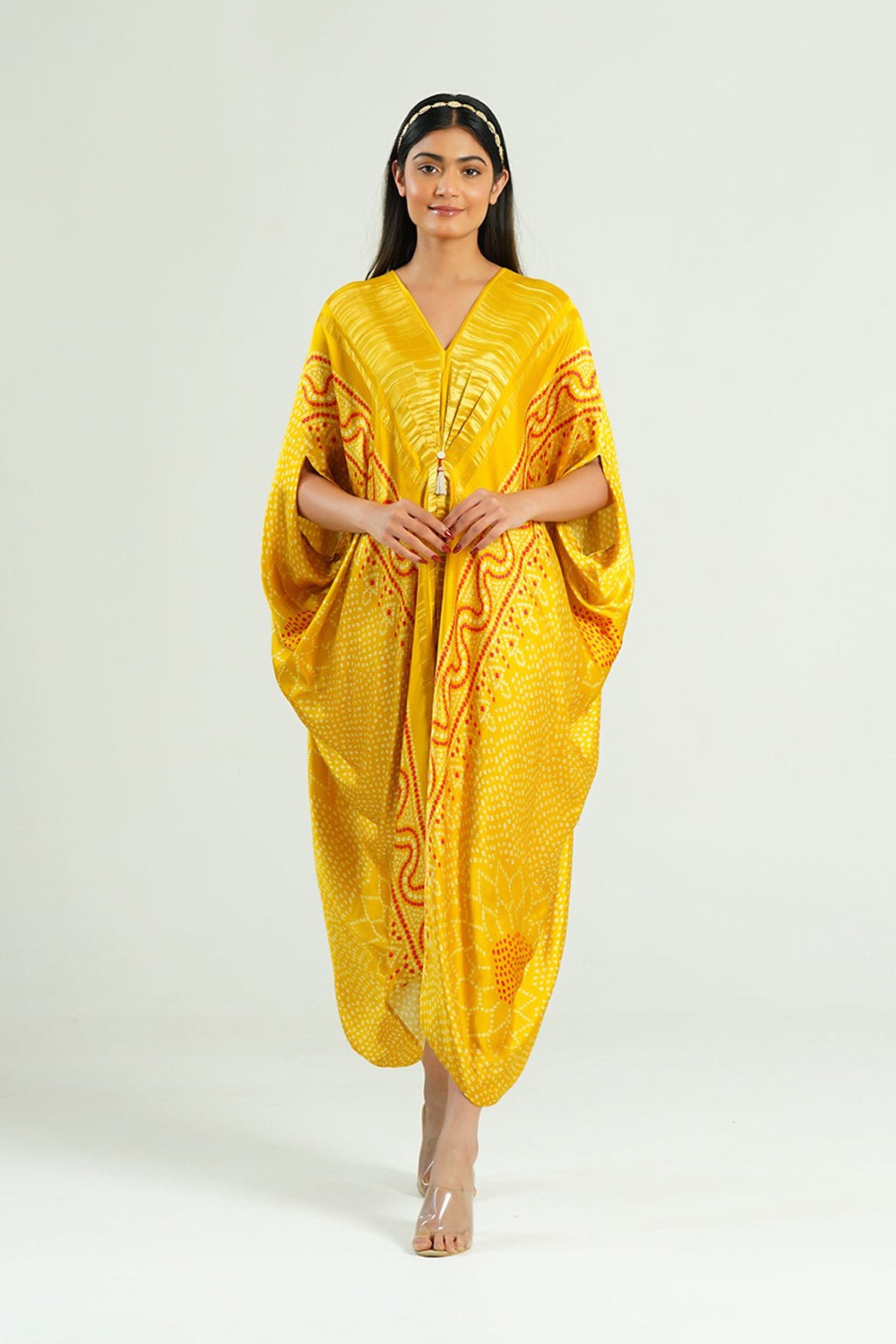 Kaftan Bandhej  Yellow  Gold