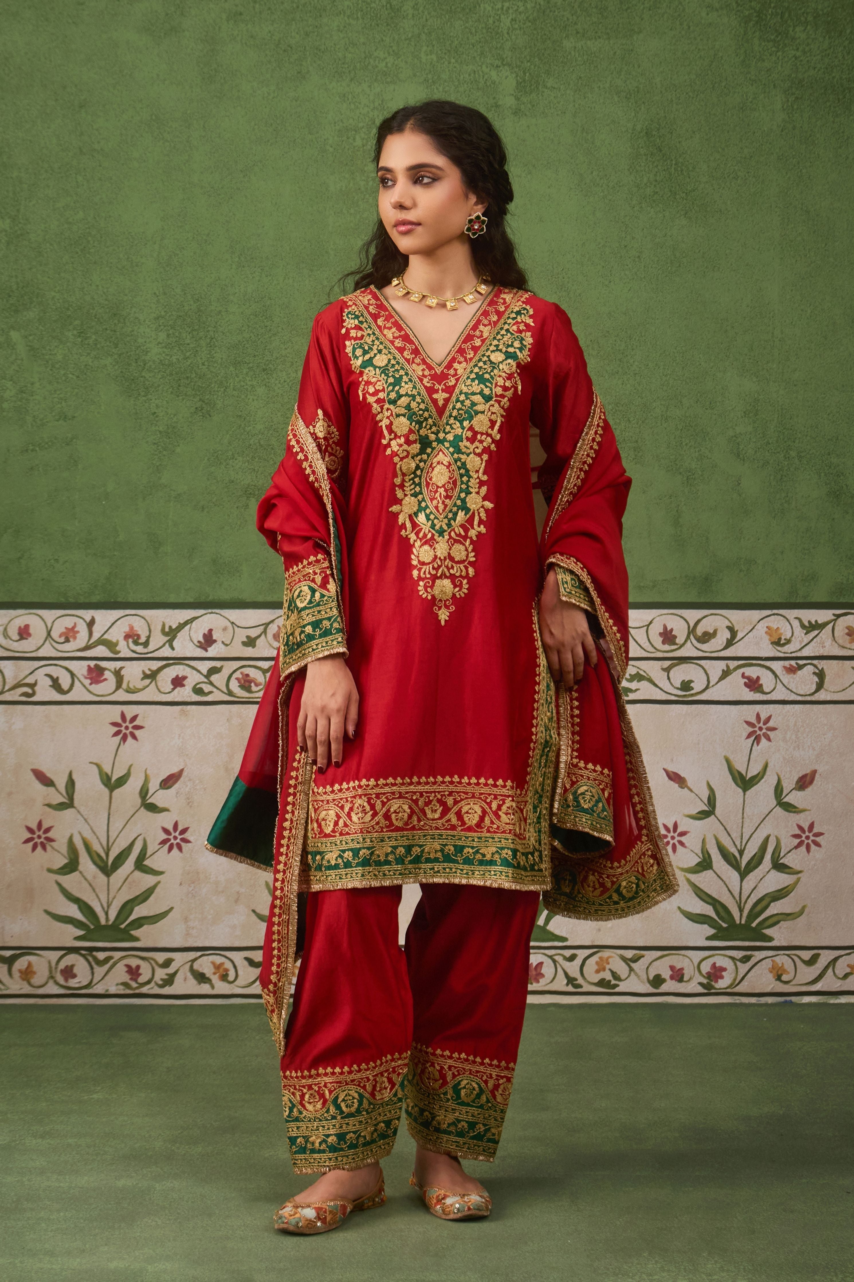 Inayat 2.0 Red Green Kurta Set
