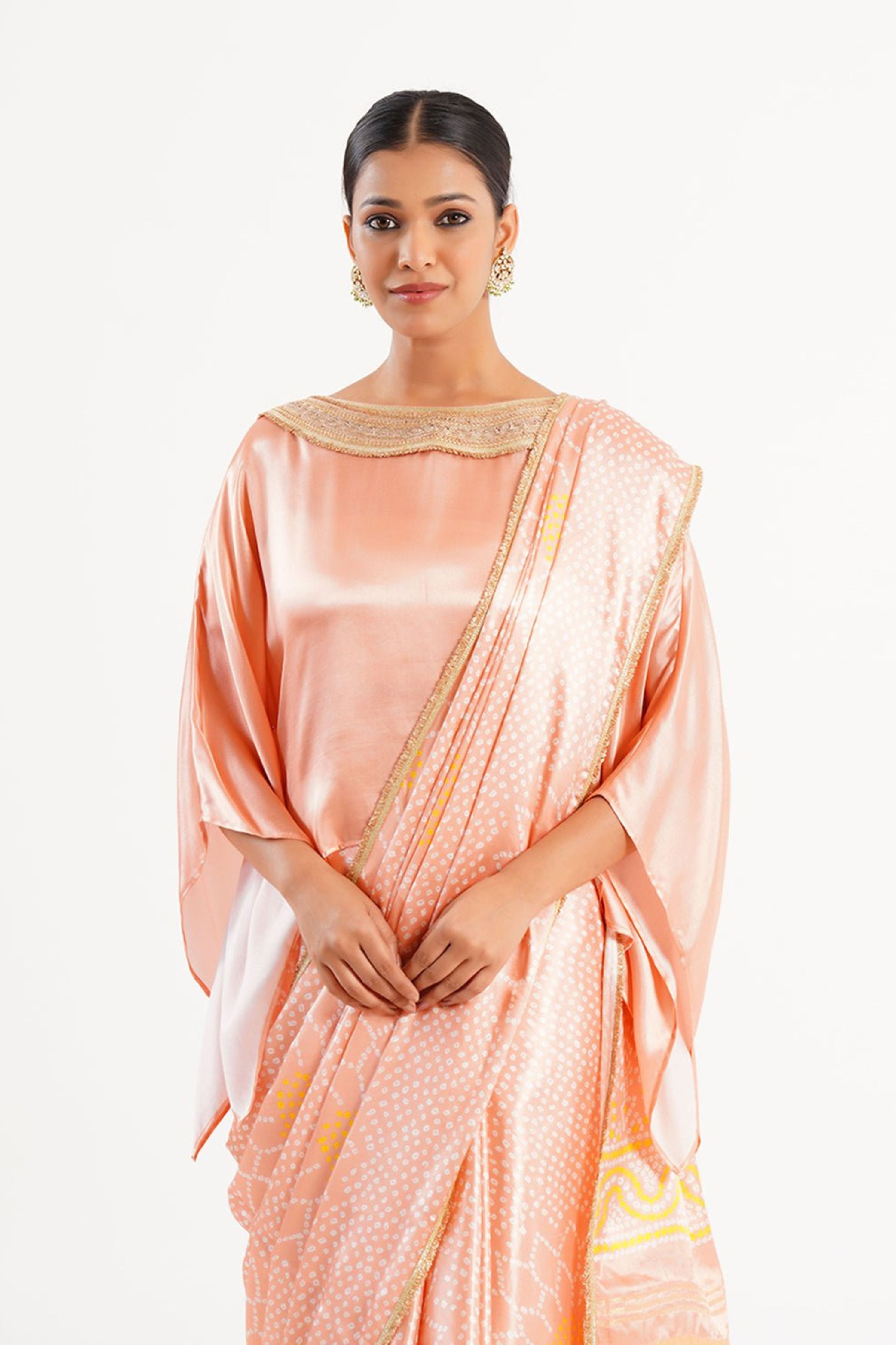 Saree Bandhej Mixology Blush Pink Gold
