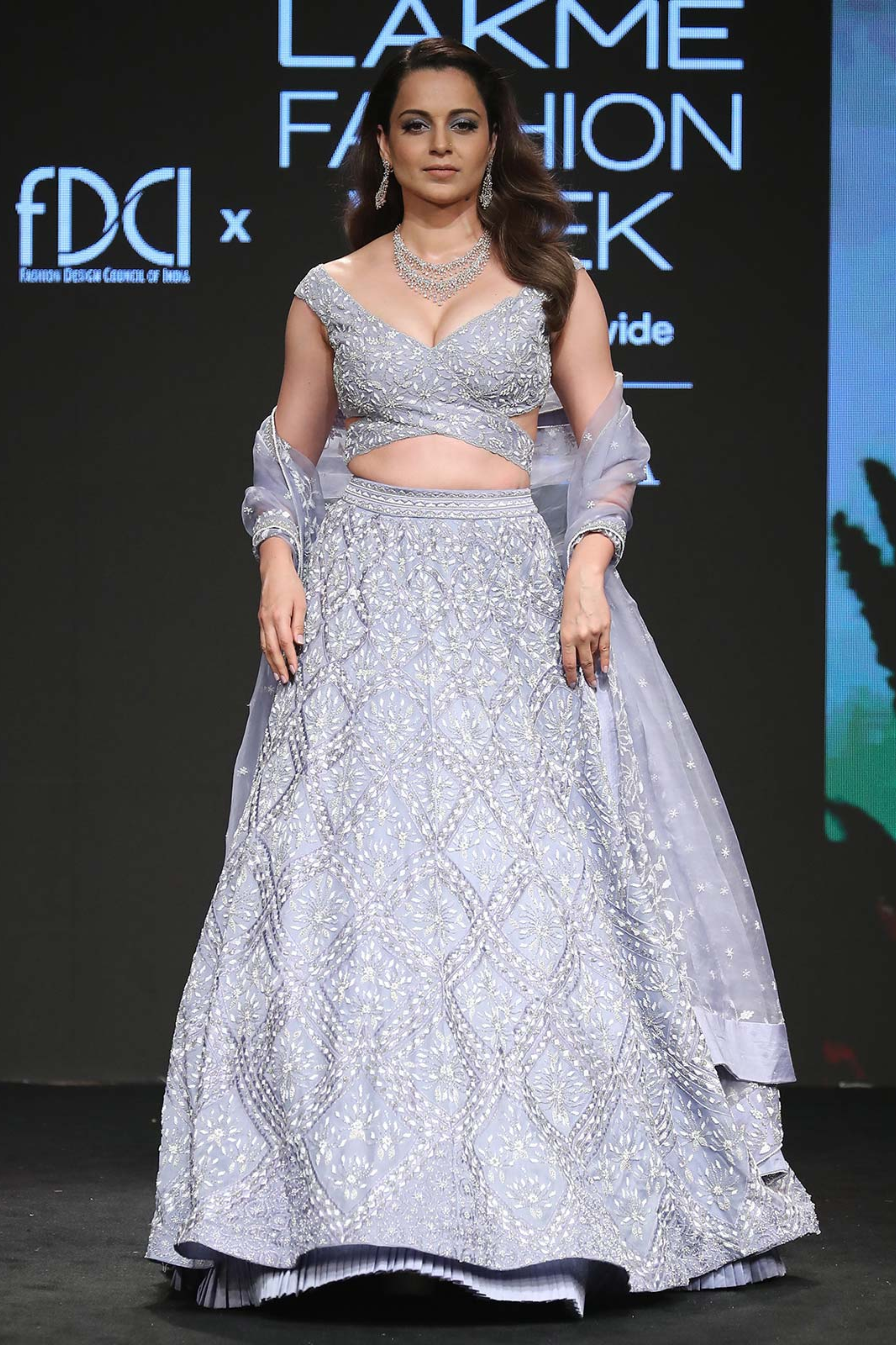 Kangana Ranaut In Lilac Blue Lehenga set