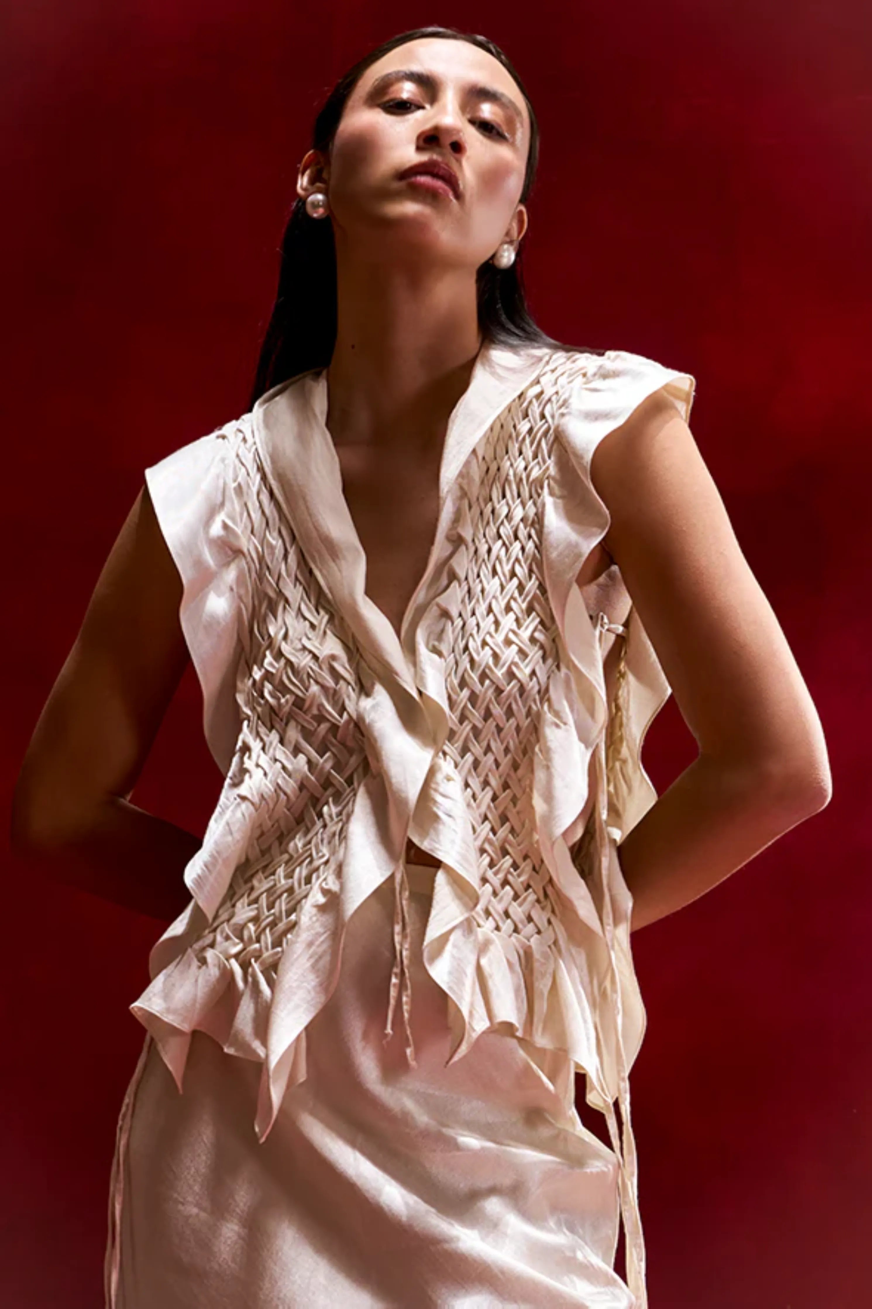Phoenix Mashru Bib in White