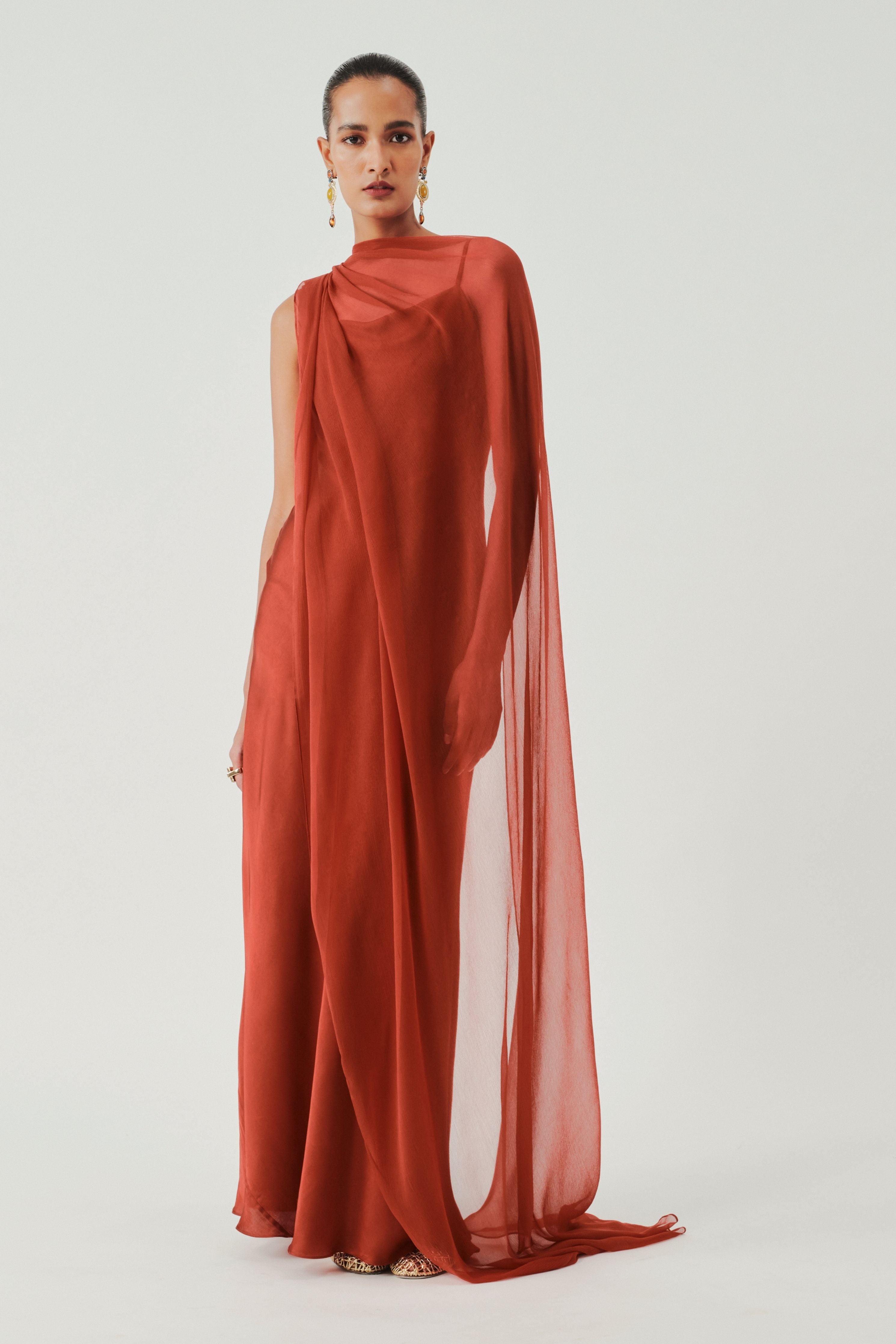 Tyra Slip Dress in Rust