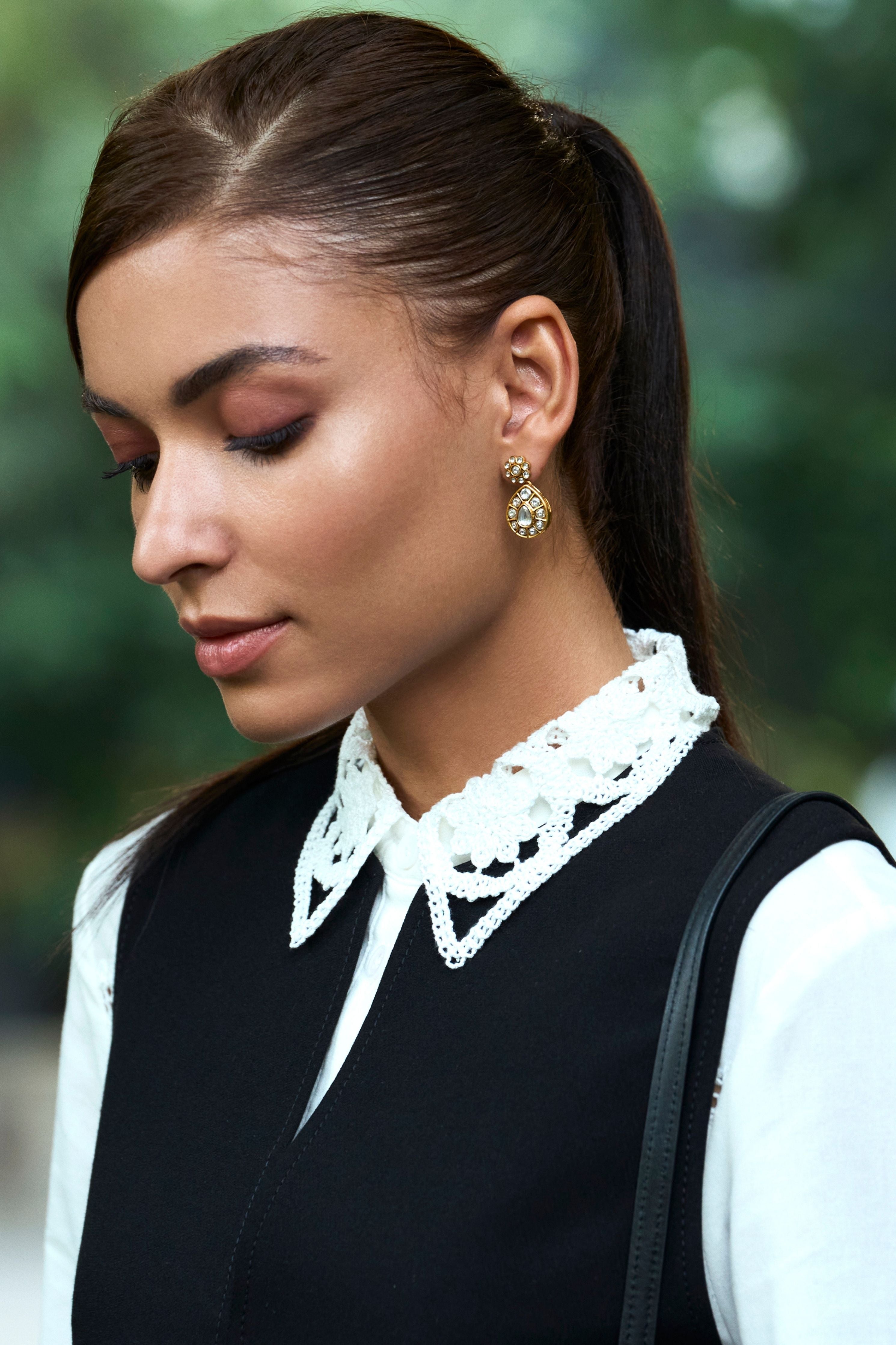 Rosa Kundan Drops